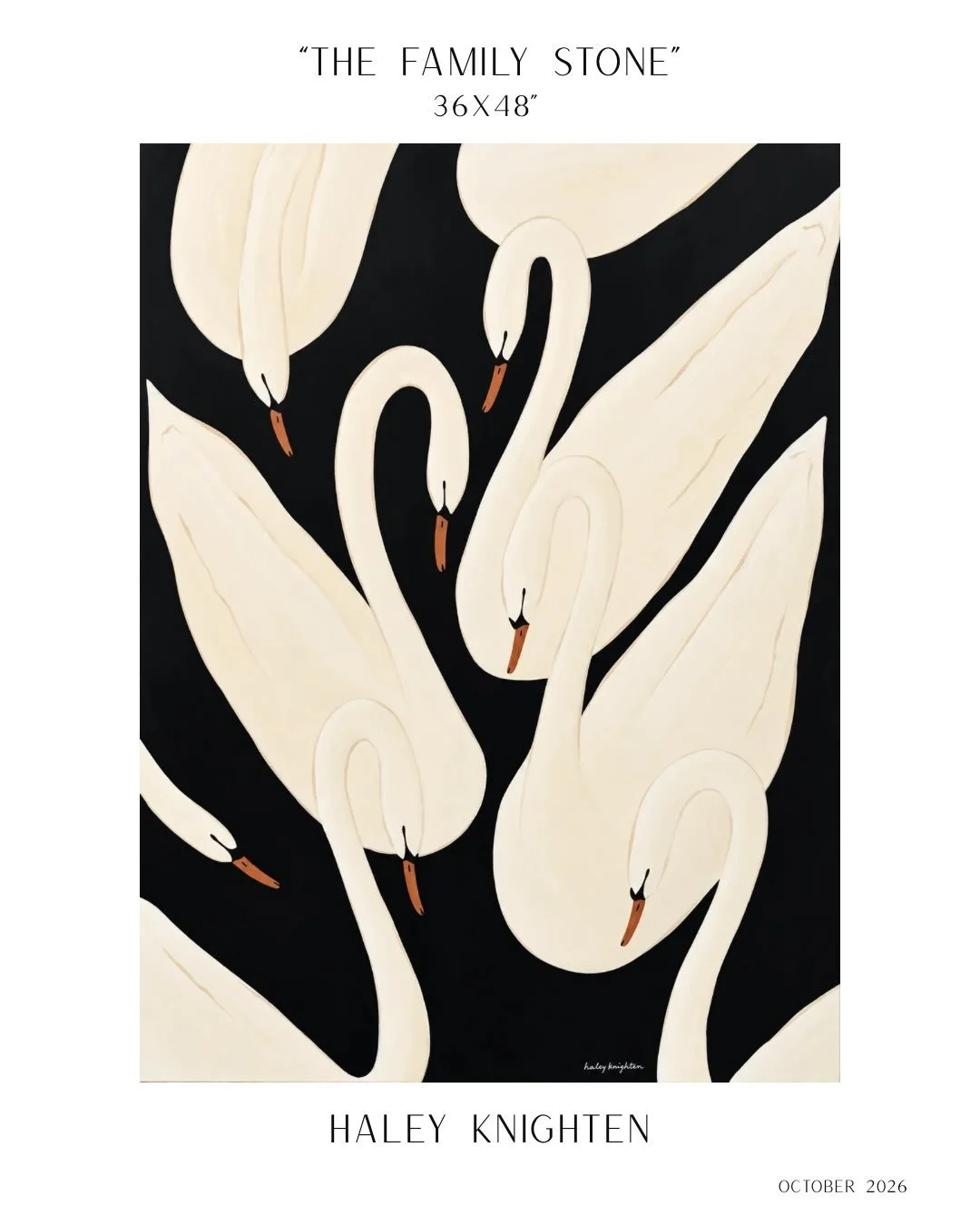 The Family Stone 🦢 

48x36&rdquo; | October 2026

Available @arthousecharlotte 

#swanpainting #collectedinteriors #originalart #classicpainting #haleyknightenstudio