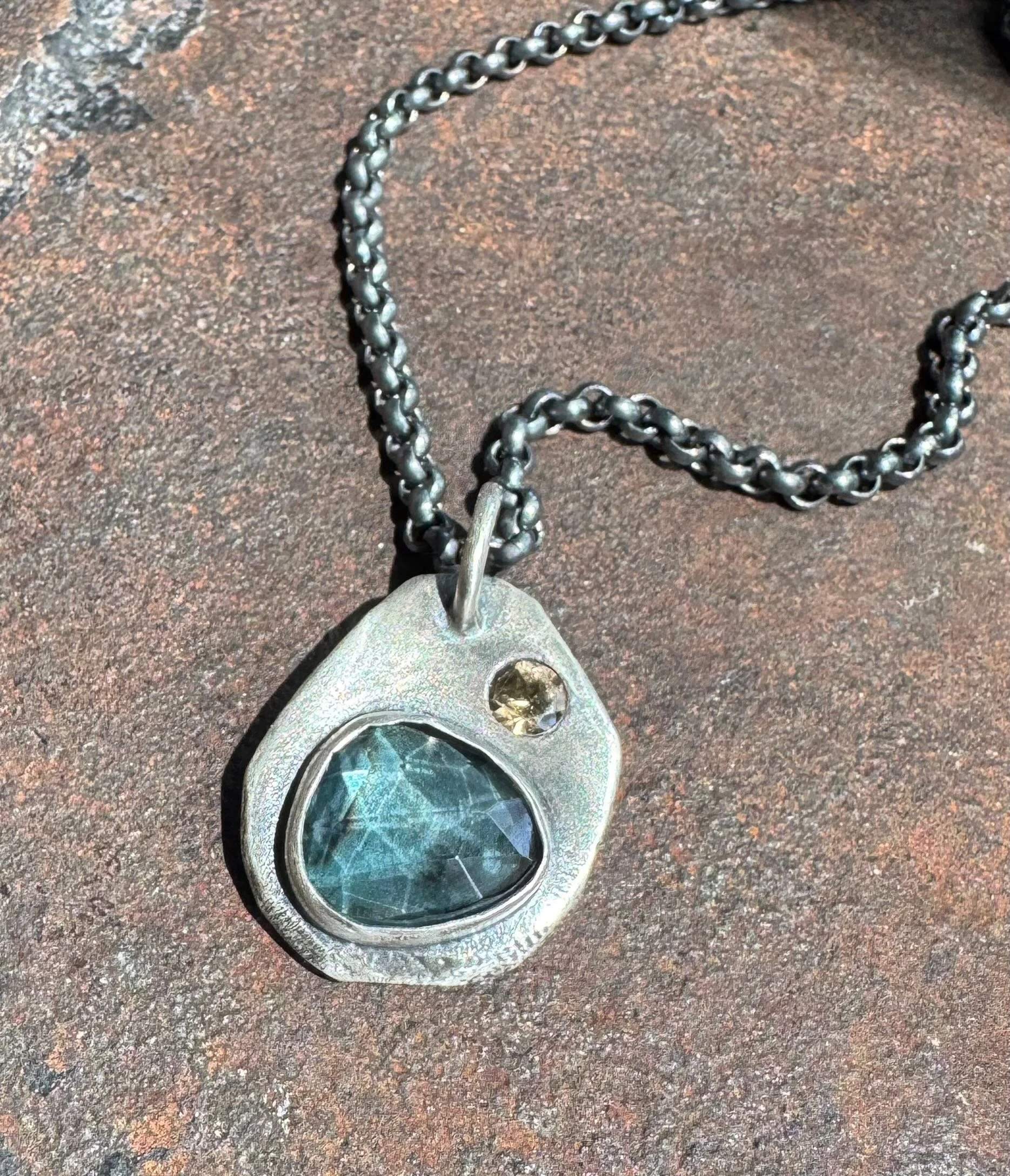 London Blue Topaz and Sapphire Pendant