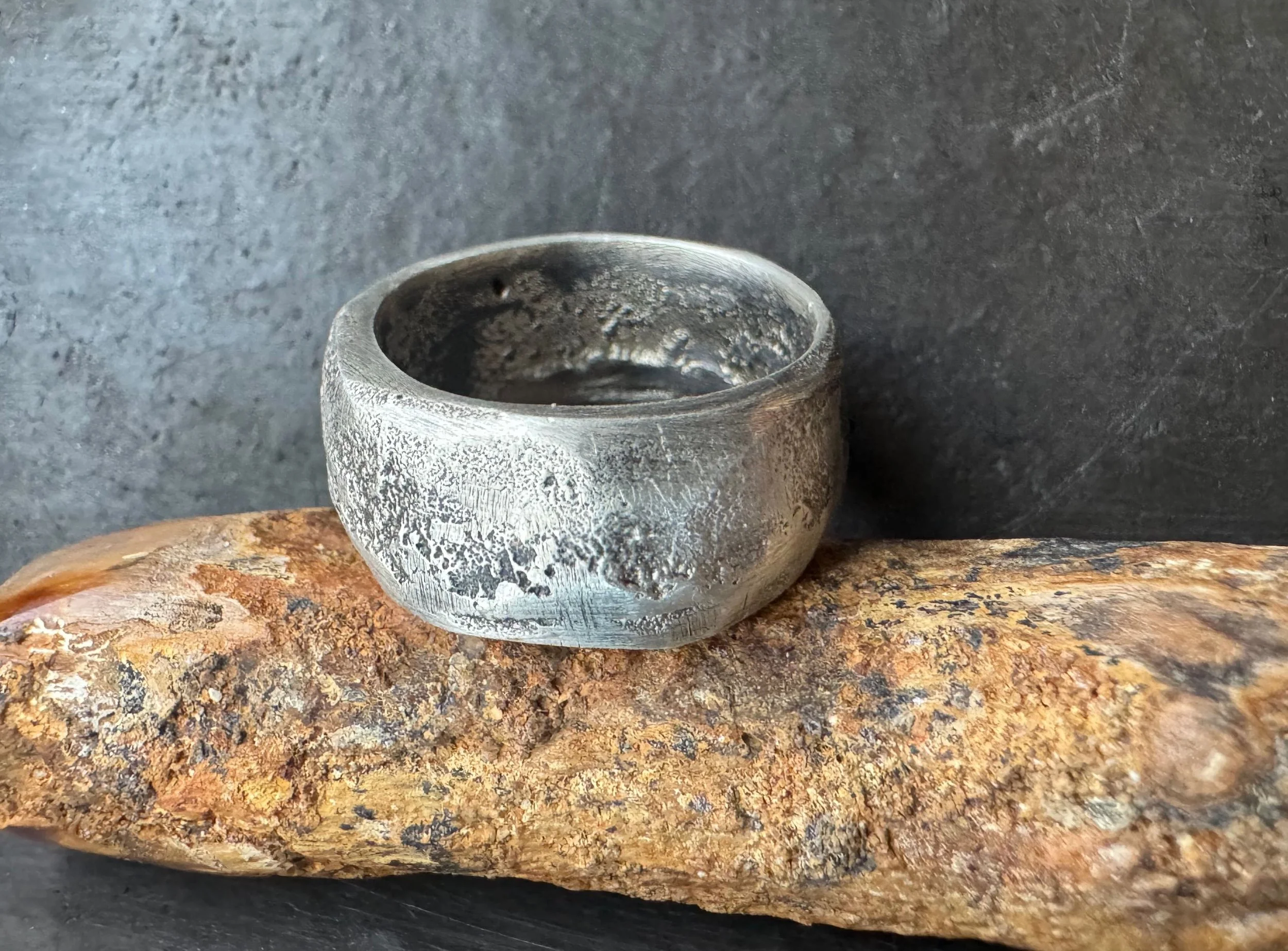 Sand Casted  Silver Band