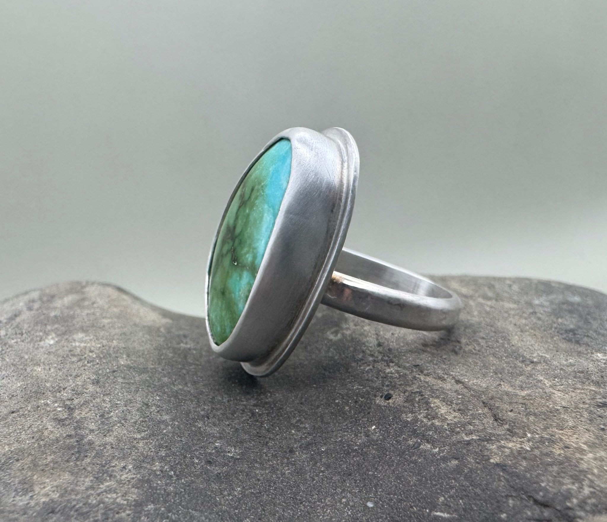Sonoran Mountain Turquoise Sterling Silver ring, size 8.25