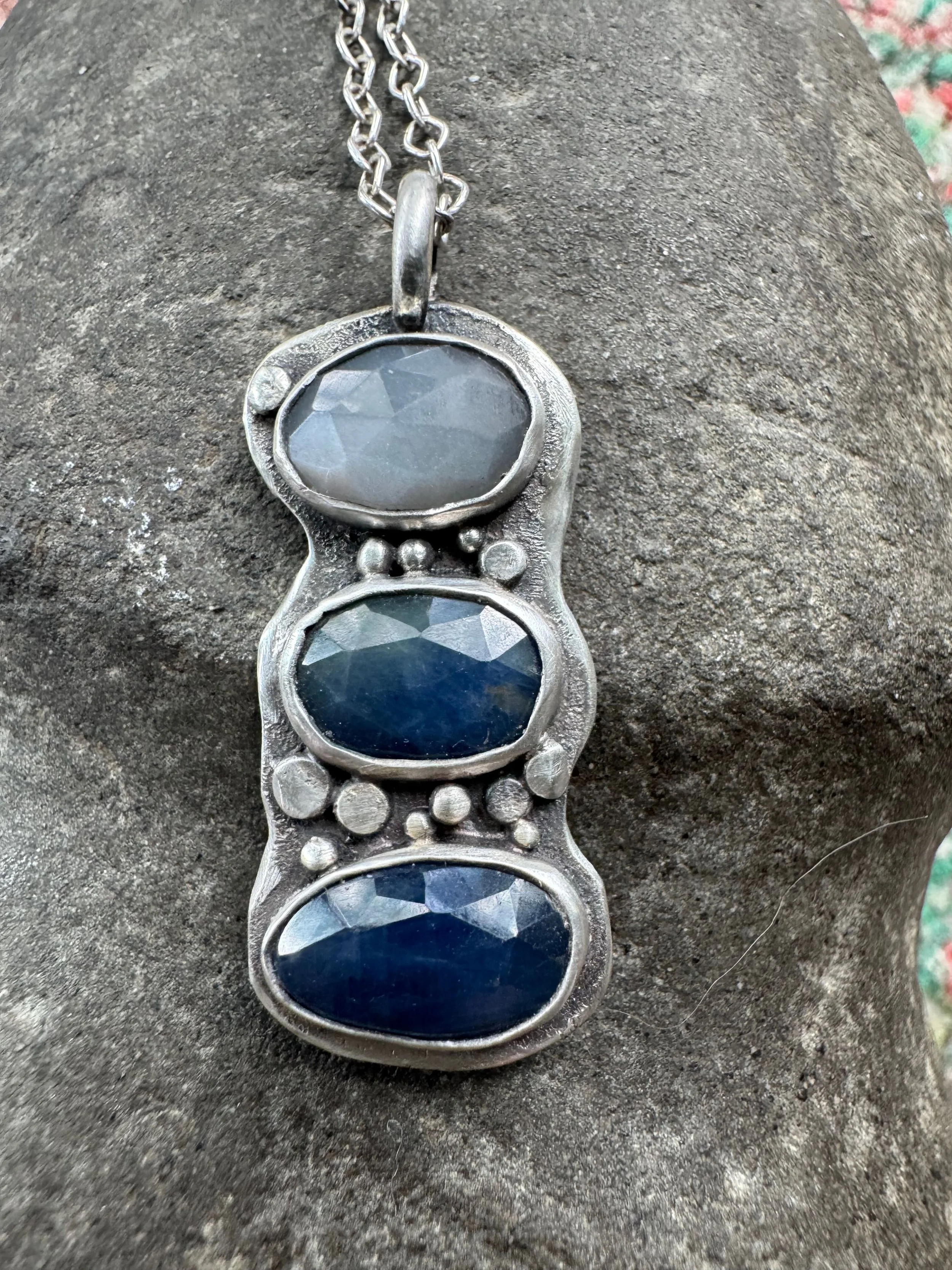 Three Shades of Sapphire Pendant