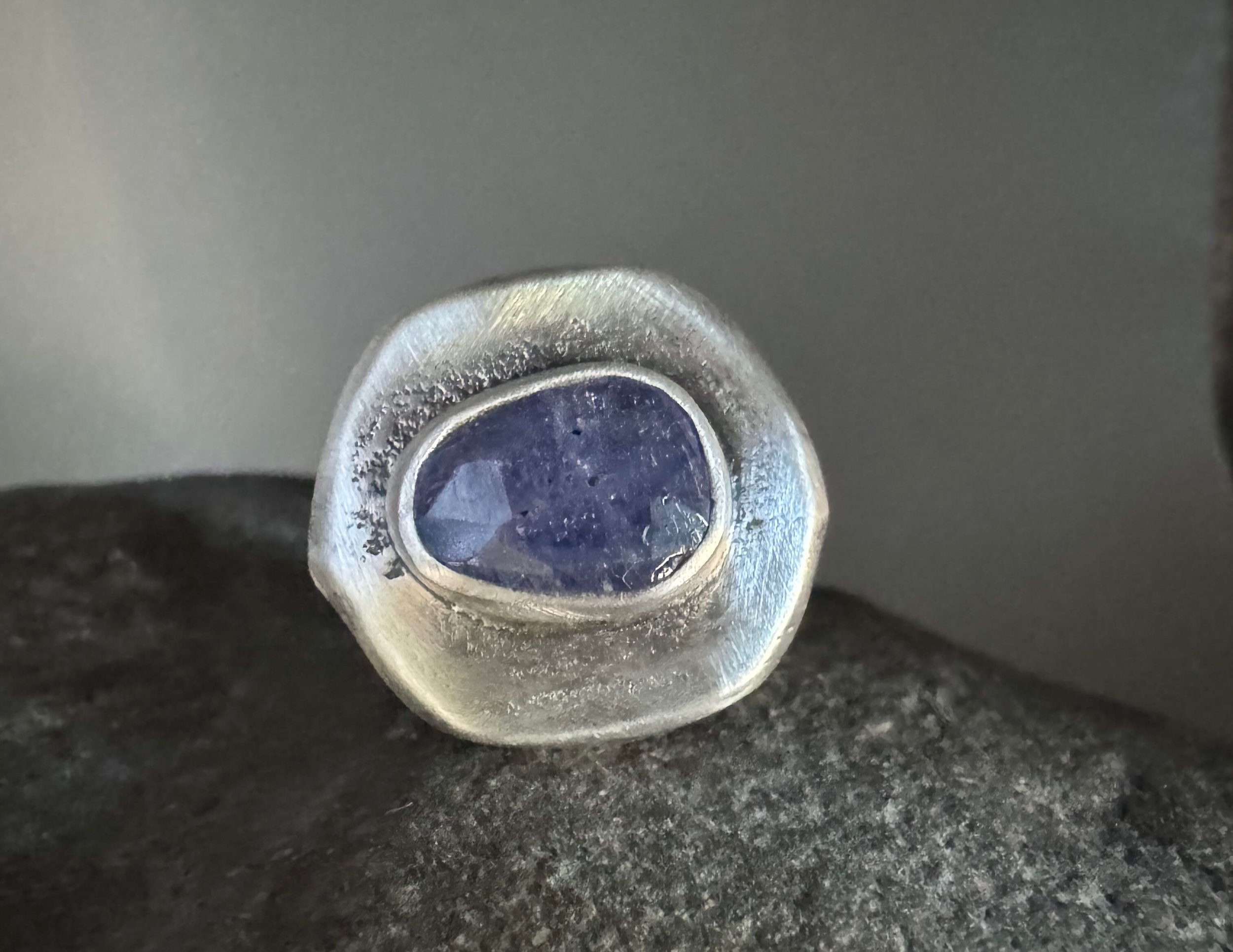 Sand Casted Ring with Iolite