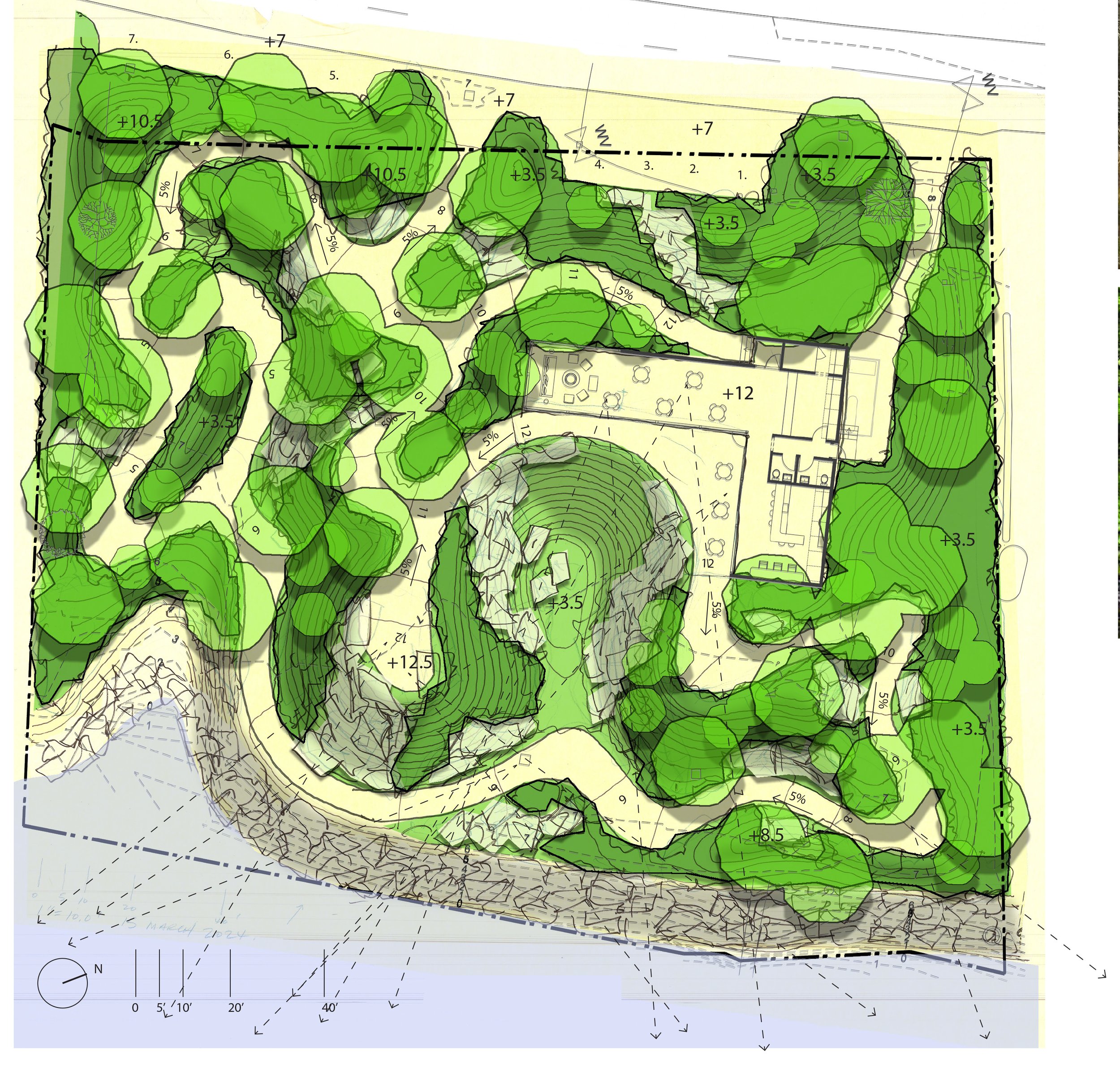 Memorial Garden for Brice Marden, Athens, NY, developed with Raymond Jungles