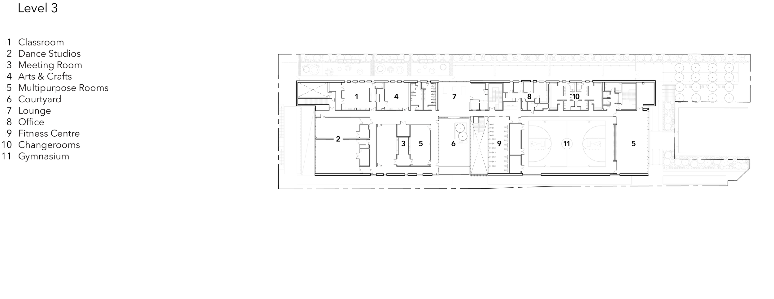 Ethennonnhawahstihnen' Community Centre third level Floor plan
