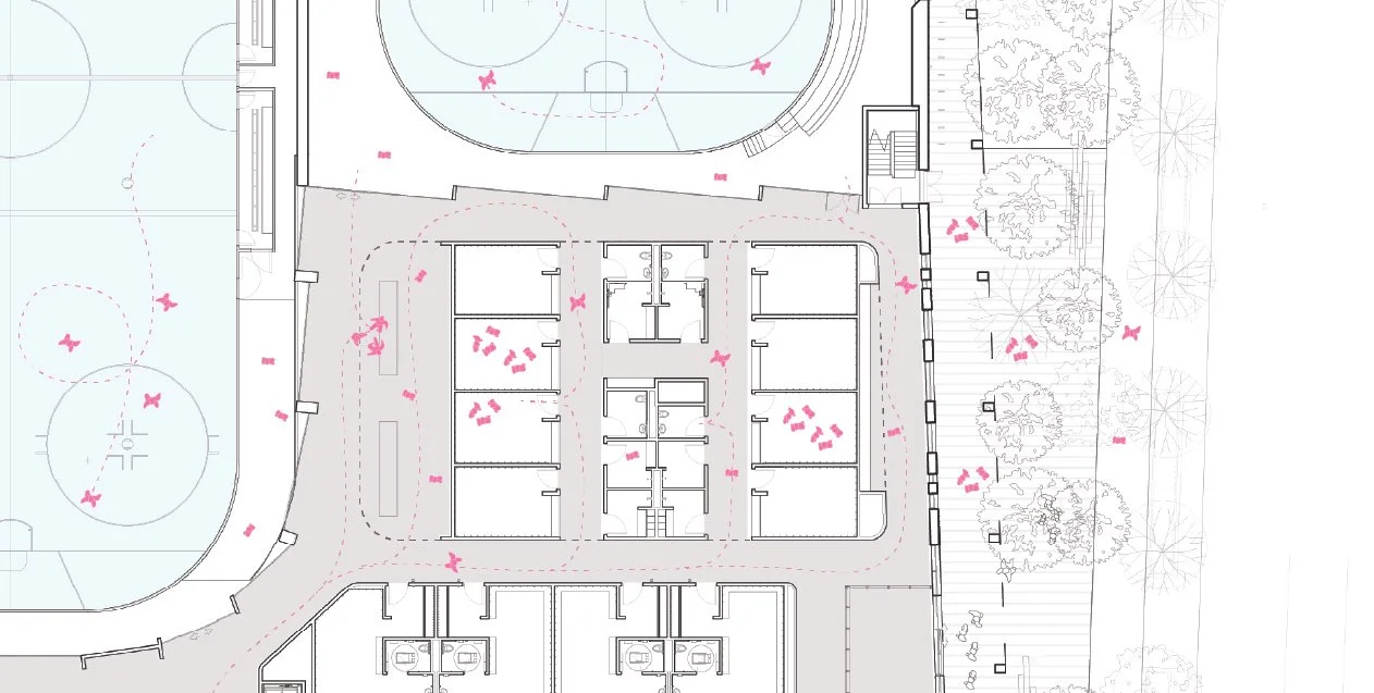 Drawing of hokey change rooms