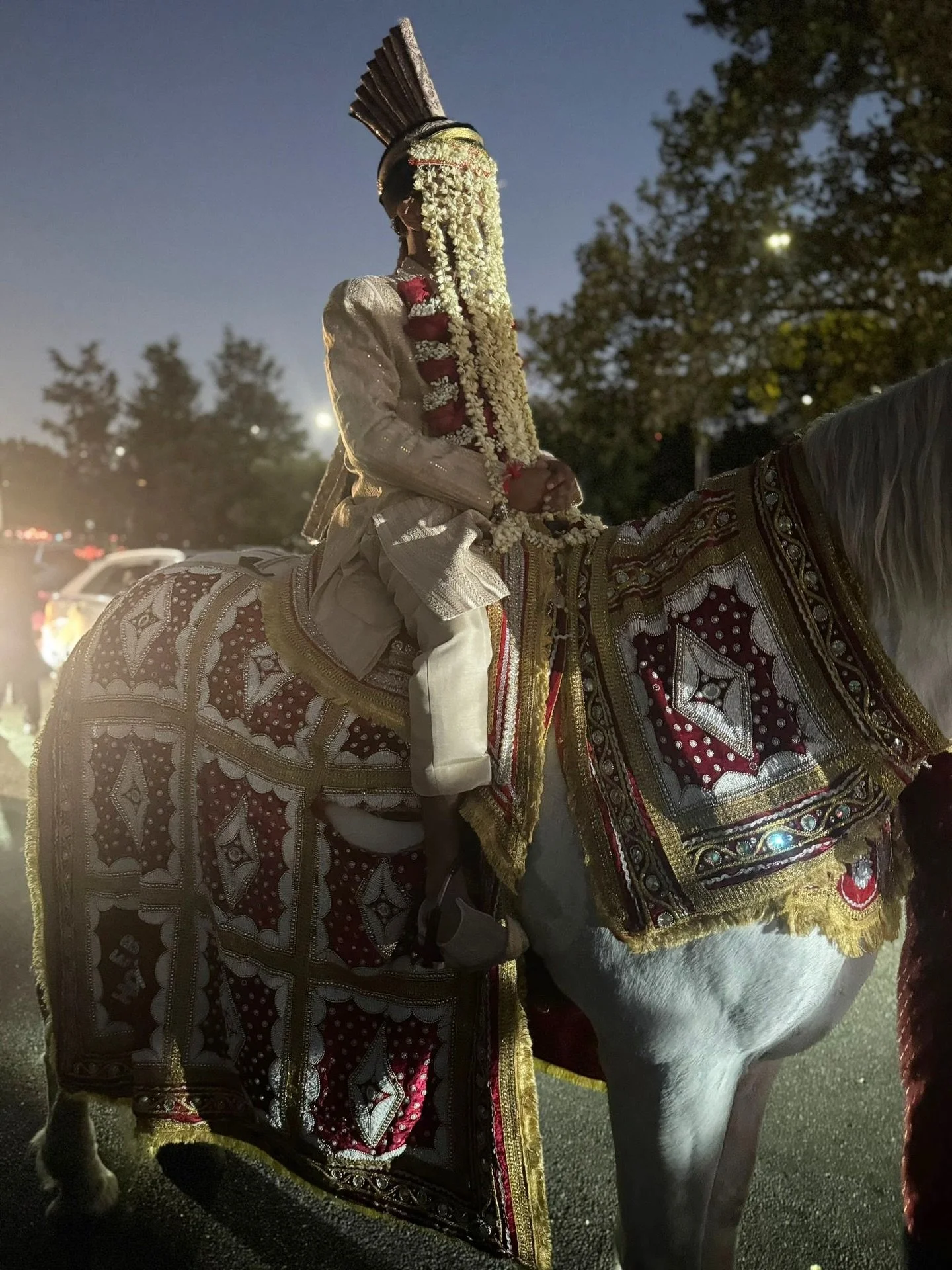 The fragrance of tradition &mdash; our handcrafted jasmine sehra brings grace, purity, and beauty to every groom&rsquo;s grand moment. 💐🐎

#flowersbybhanu #sehra #jasmine #fresh #flowers #groom