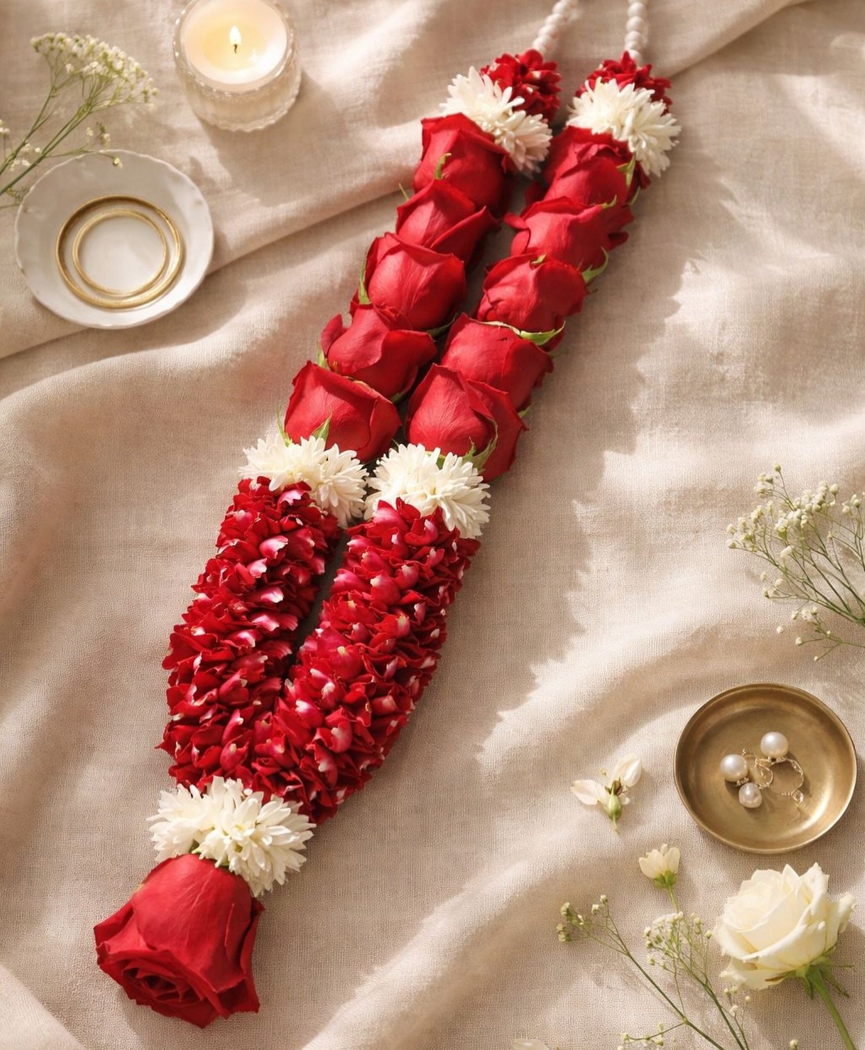 A luxurious blend of velvety red roses and delicate white florals, designed to honor love in its purest form. Perfect for weddings, engagements, and sacred ceremonies &mdash; because some moments deserve nothing less than fresh, timeless beauty. ✨