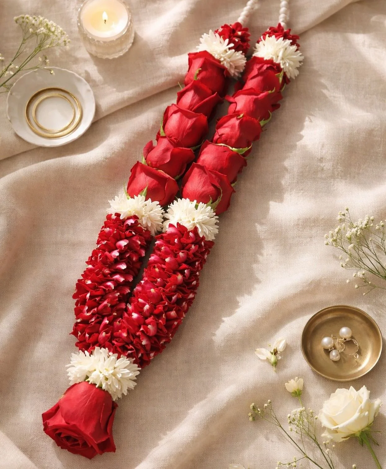 A luxurious blend of velvety red roses and delicate white florals, designed to honor love in its purest form. Perfect for weddings, engagements, and sacred ceremonies &mdash; because some moments deserve nothing less than fresh, timeless beauty. ✨