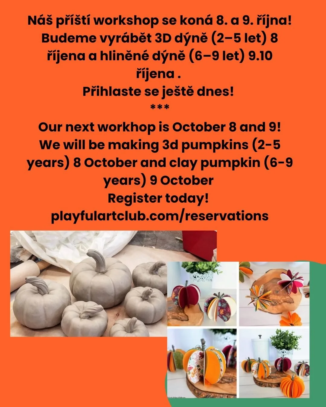 Register for our next workshop. October 8 and 9! Its pumpkin time!