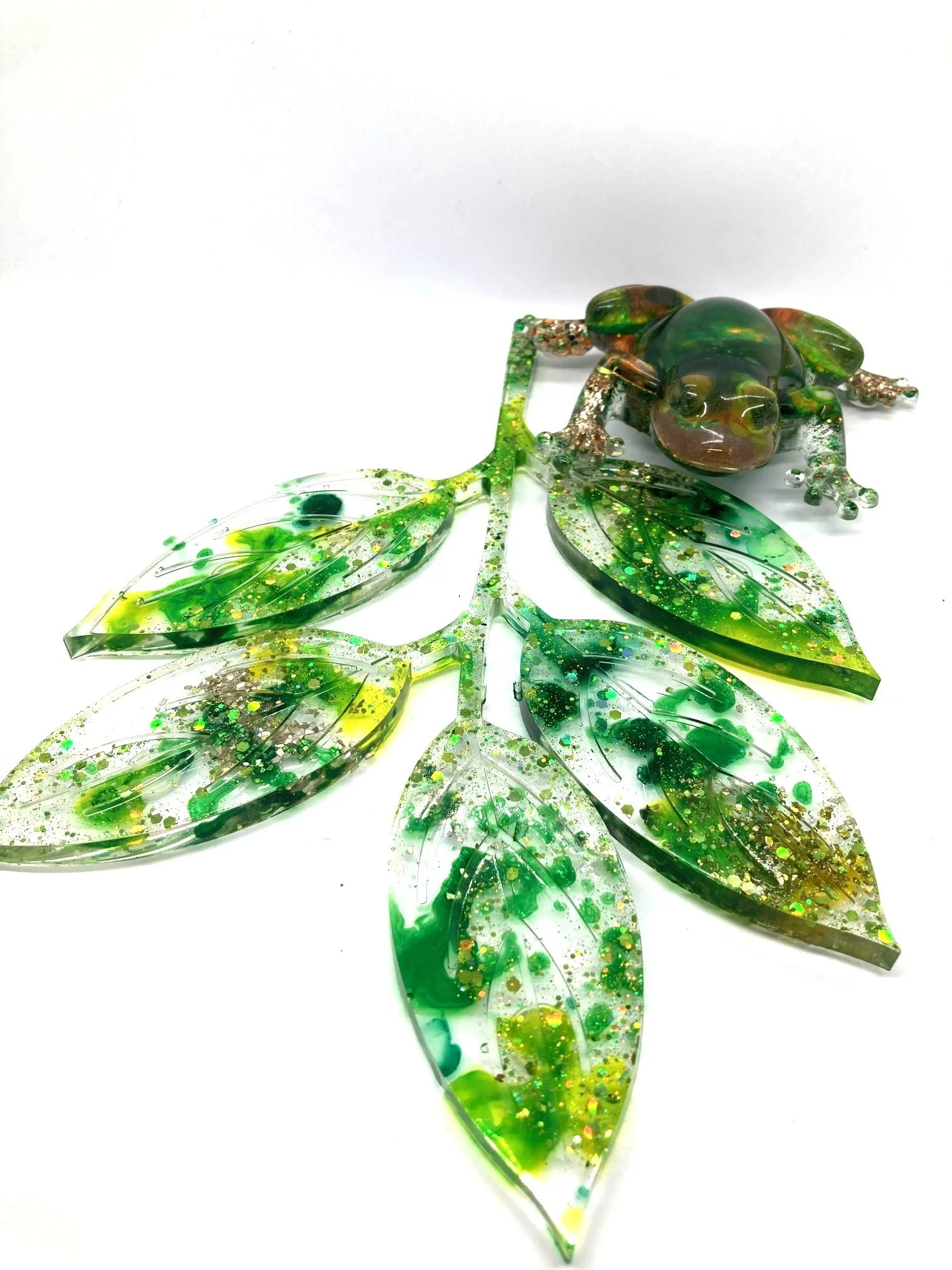Resin Figurine_Golden Rainbow Frog on Leaf_Partly Separated.jpg