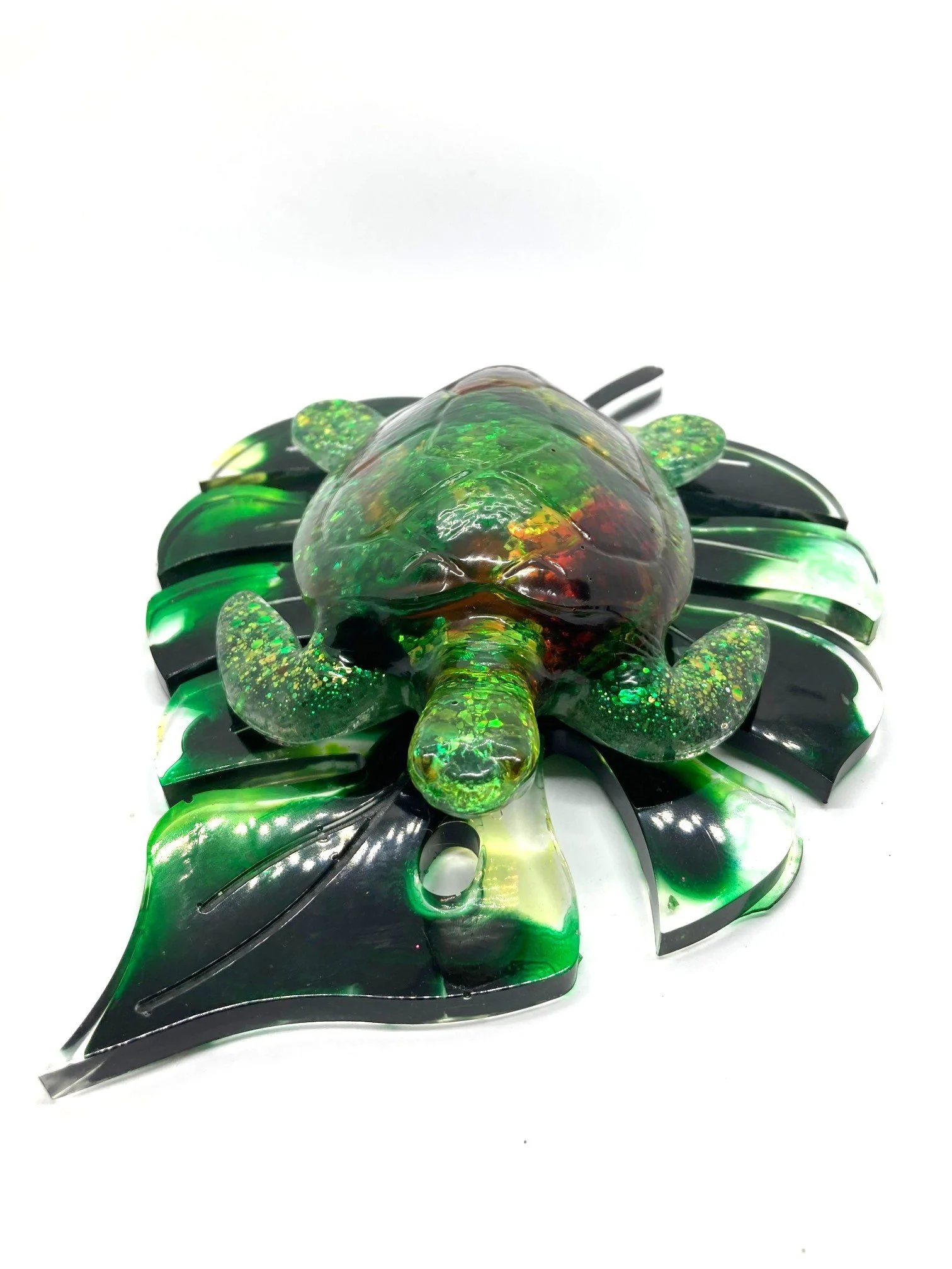 Resin Figurine_Red Green Turtle on Leaf.jpg