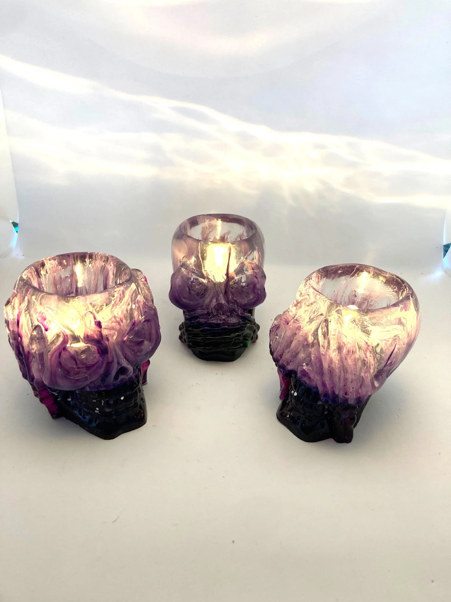 Large Resin Votives_HearNoEvilSkulls_PurplewithBrownbase_LEDs2.jpg