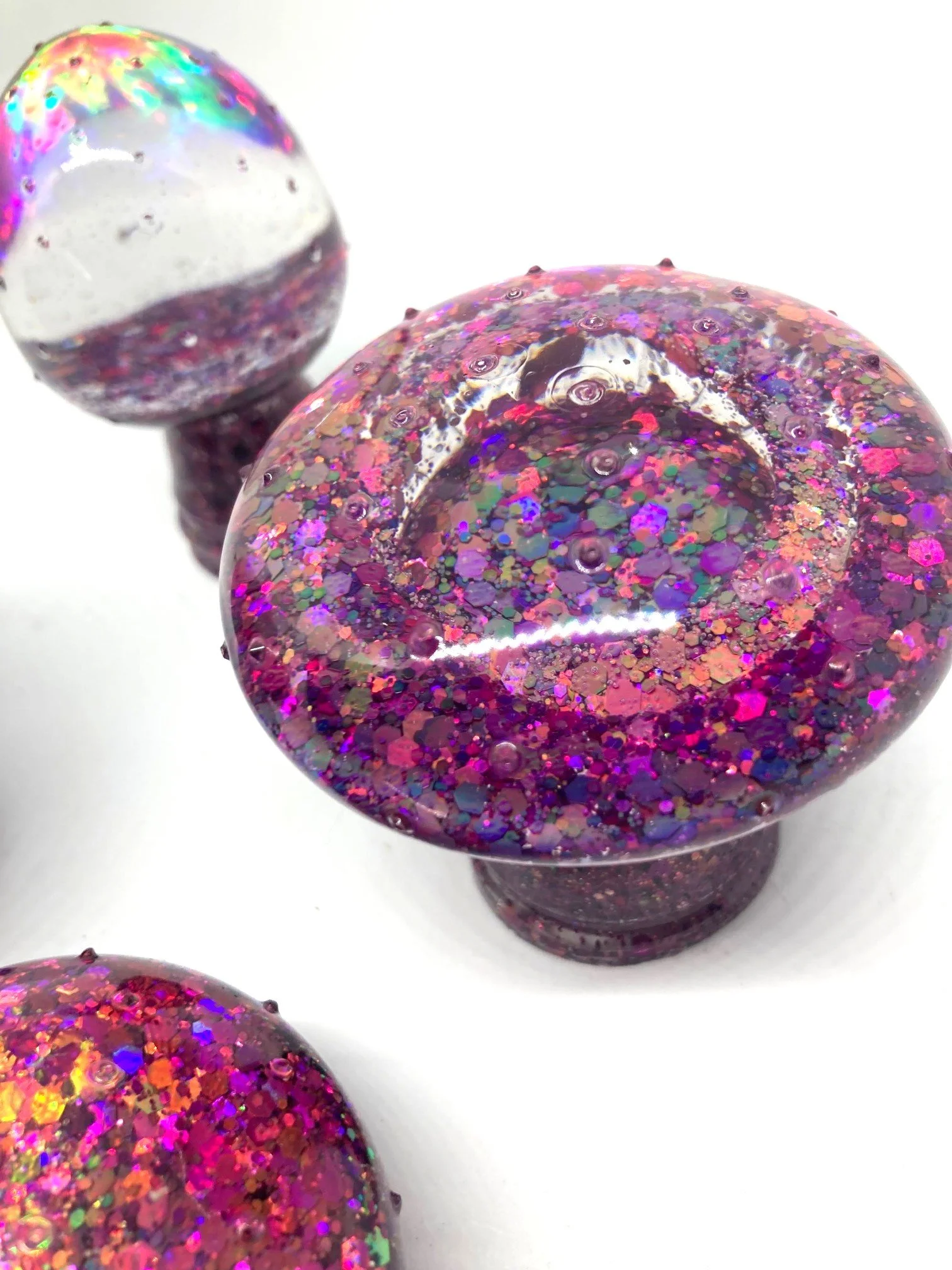 Resin Figurine_Large Mushroom Foursome_FlabergastedPink_TopViewCloseUp2.jpg