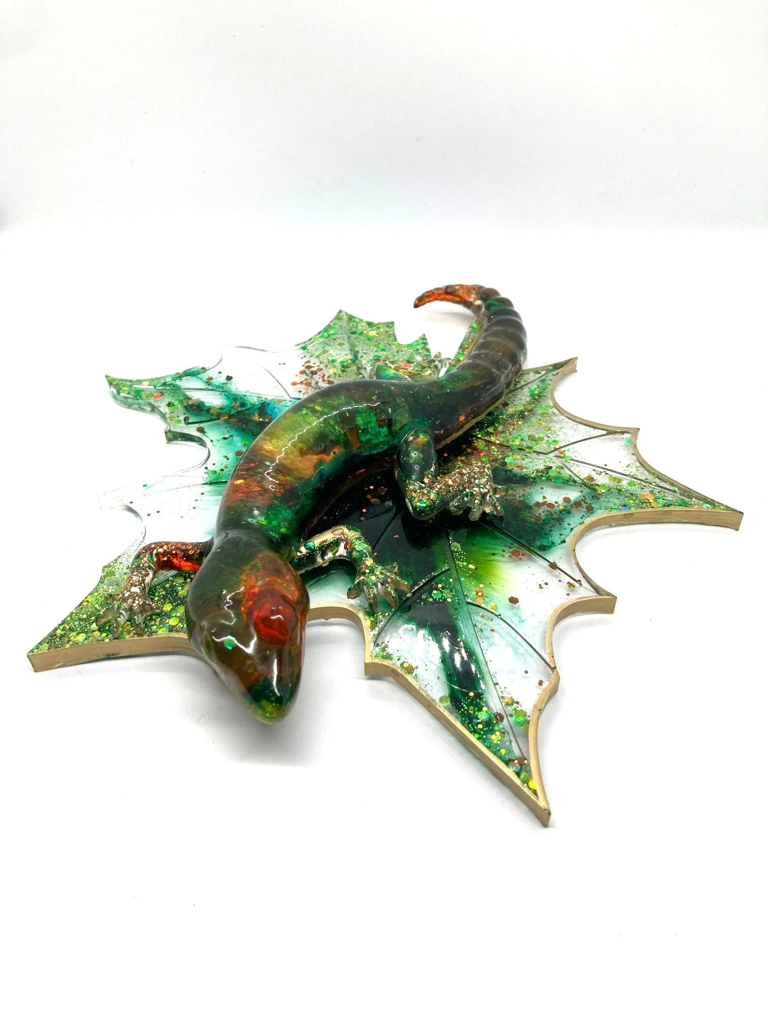Resin Figurine_Yellow Orange Green Salamander on Leaf.jpg