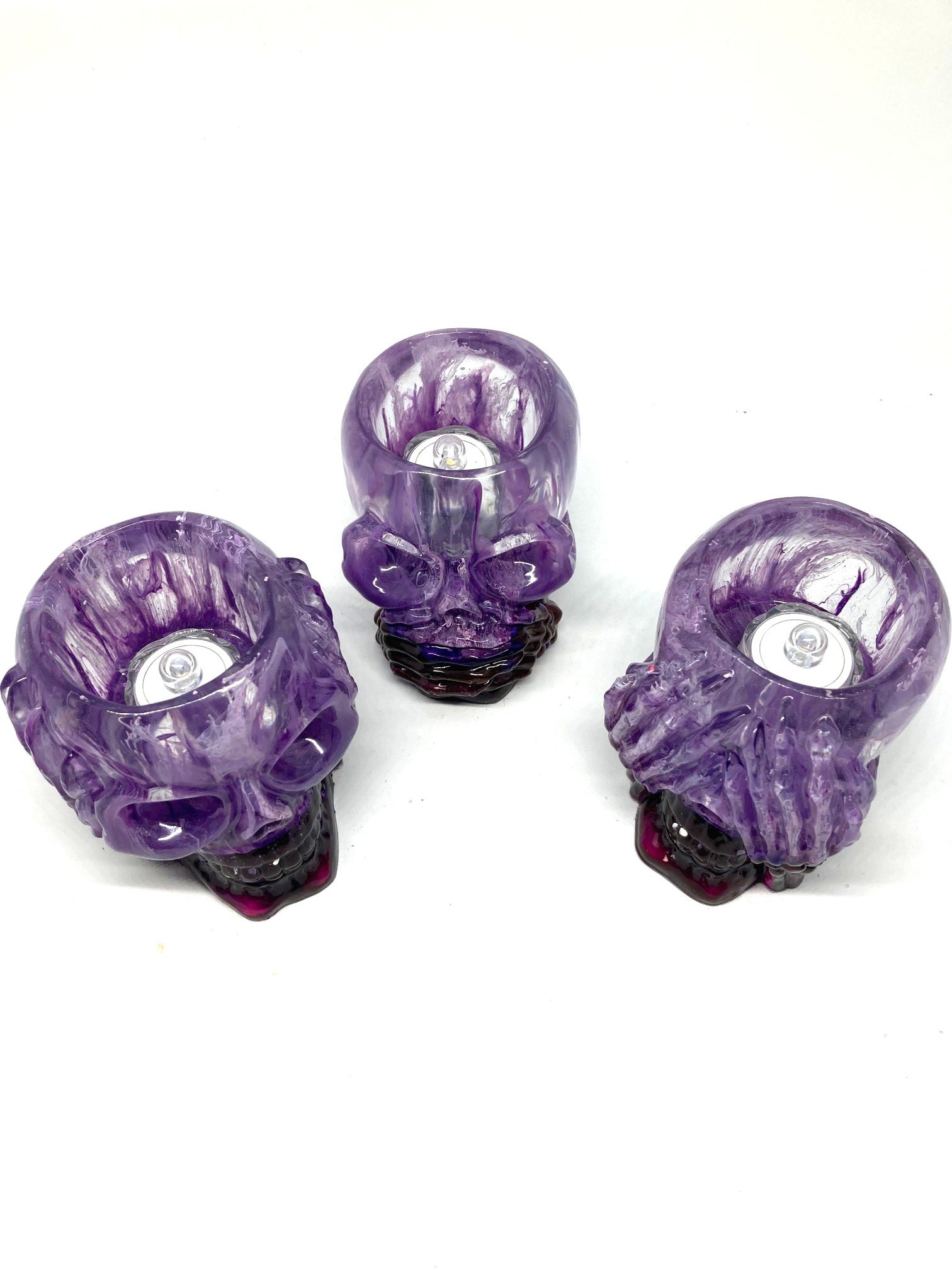 Large Resin Votives_HearNoEvilSkulls_PurplewithBrownbase_LEDs.jpg