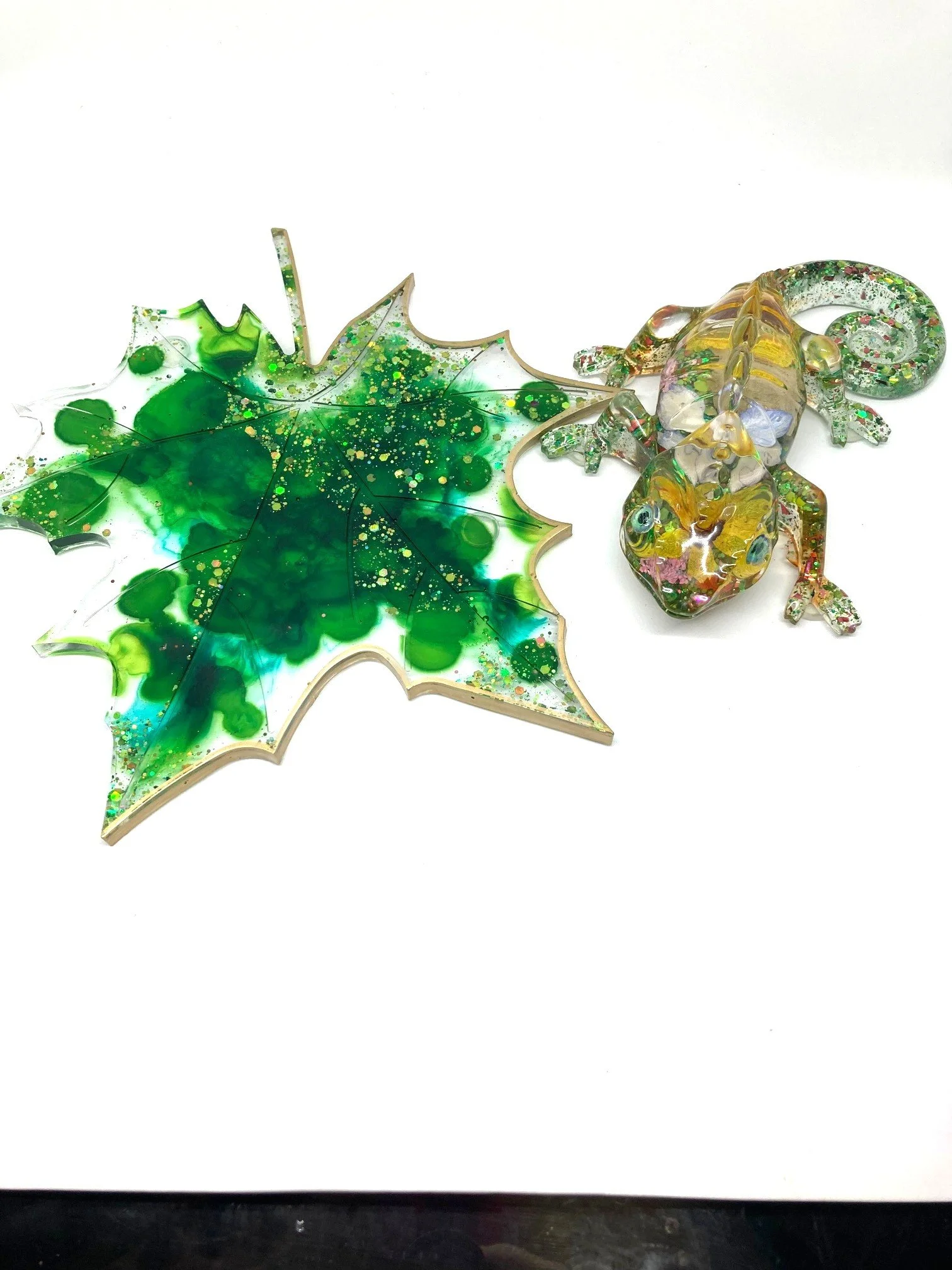 Resin Figurine_Flowered Yellow and Blue Chameleon on Leaf_Separated.jpg