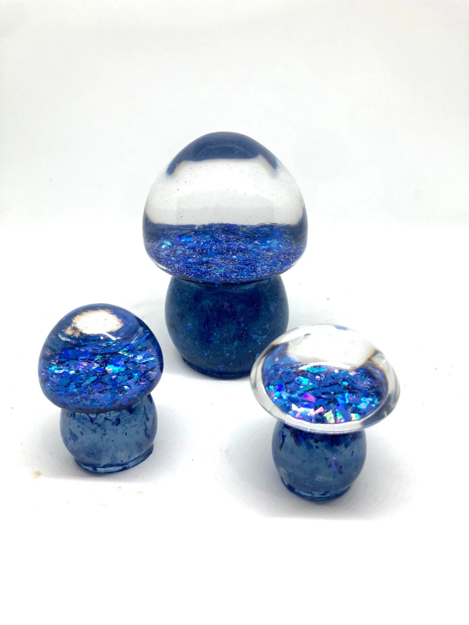 Woodland Resin Mushroom Trio Holographic "Electric Love"
