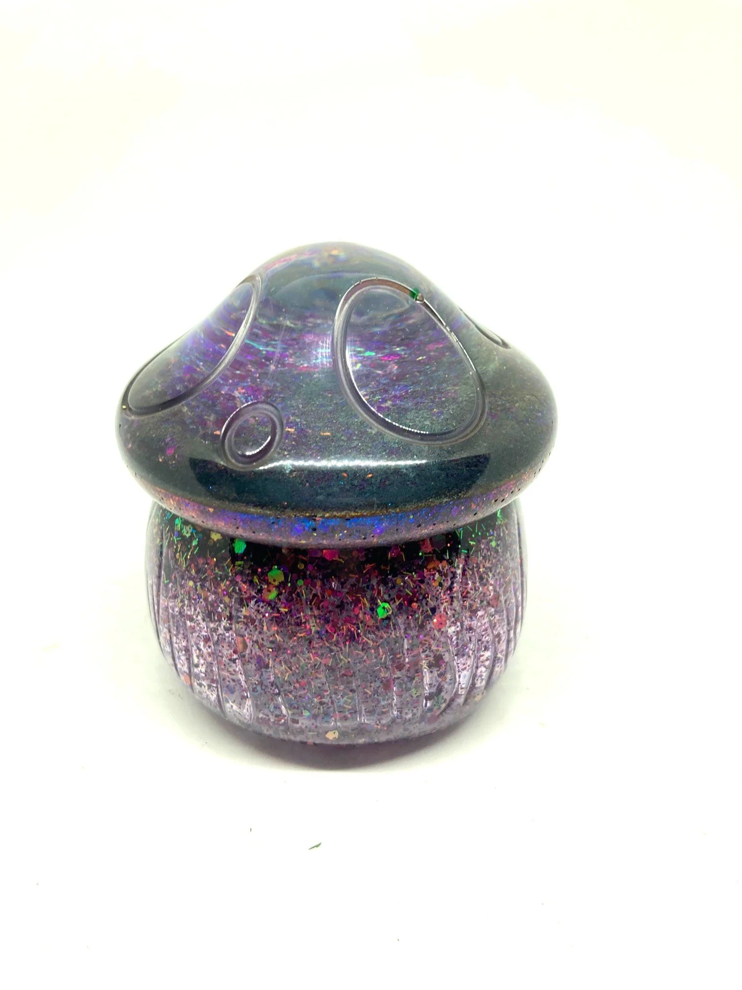 Resin Mushroom Holographic Glow Jar "Pish Posh". Led light included