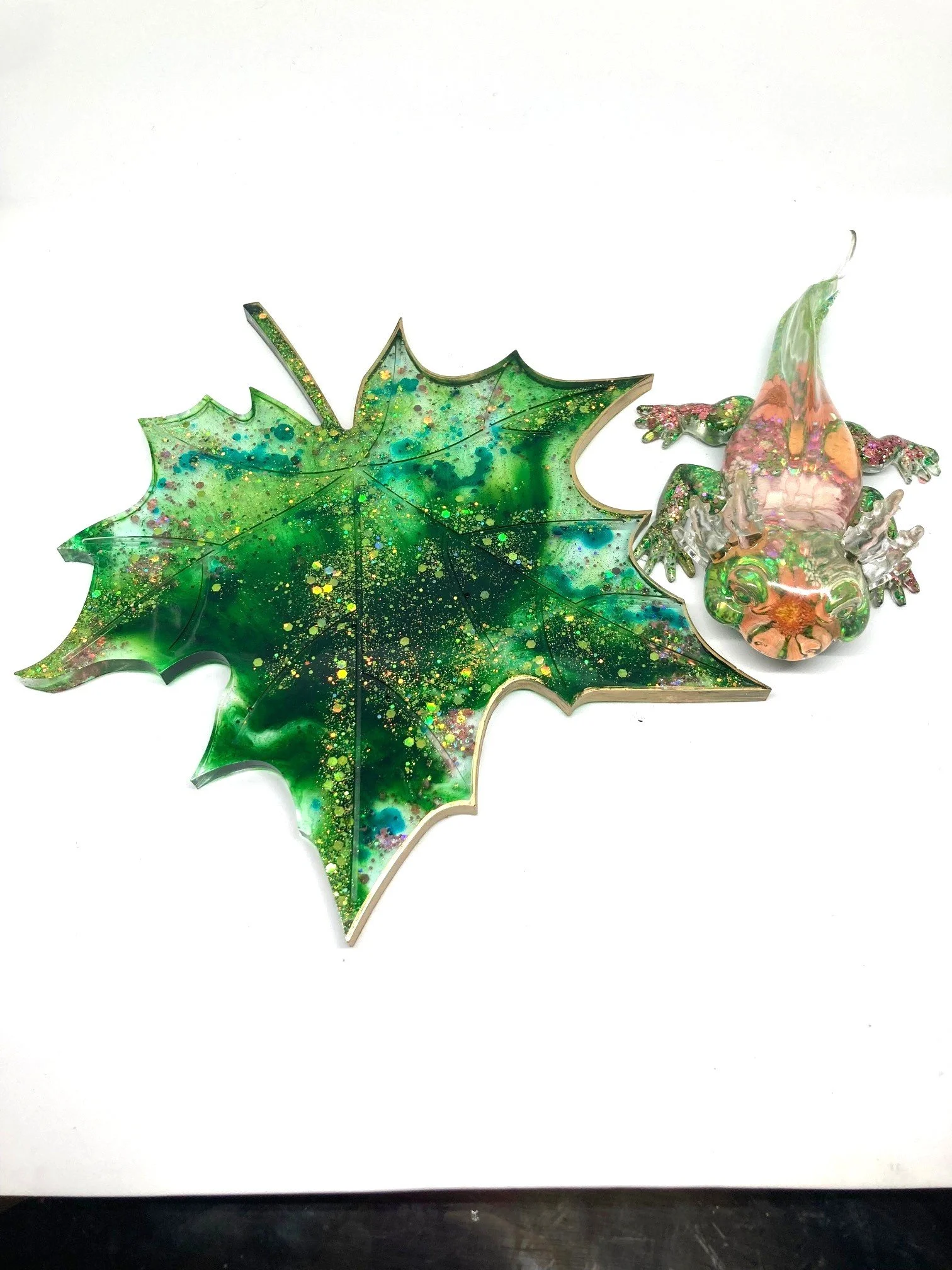 Resin Figurine_Flowered Pink and Orange Axolotl on Leaf_Separated.jpg