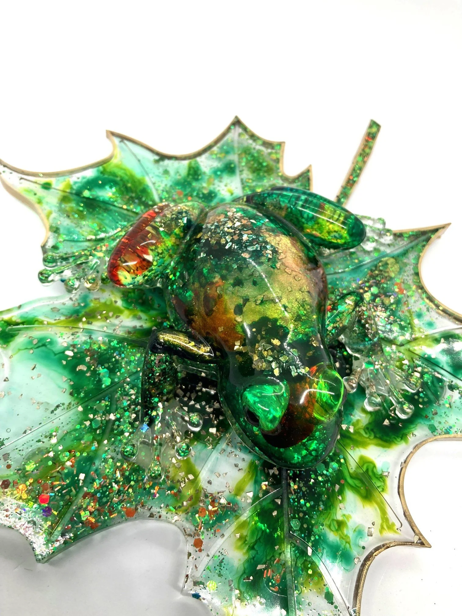 Resin Figurine_Rose Golden Frog on Leaf_FromTop.jpg