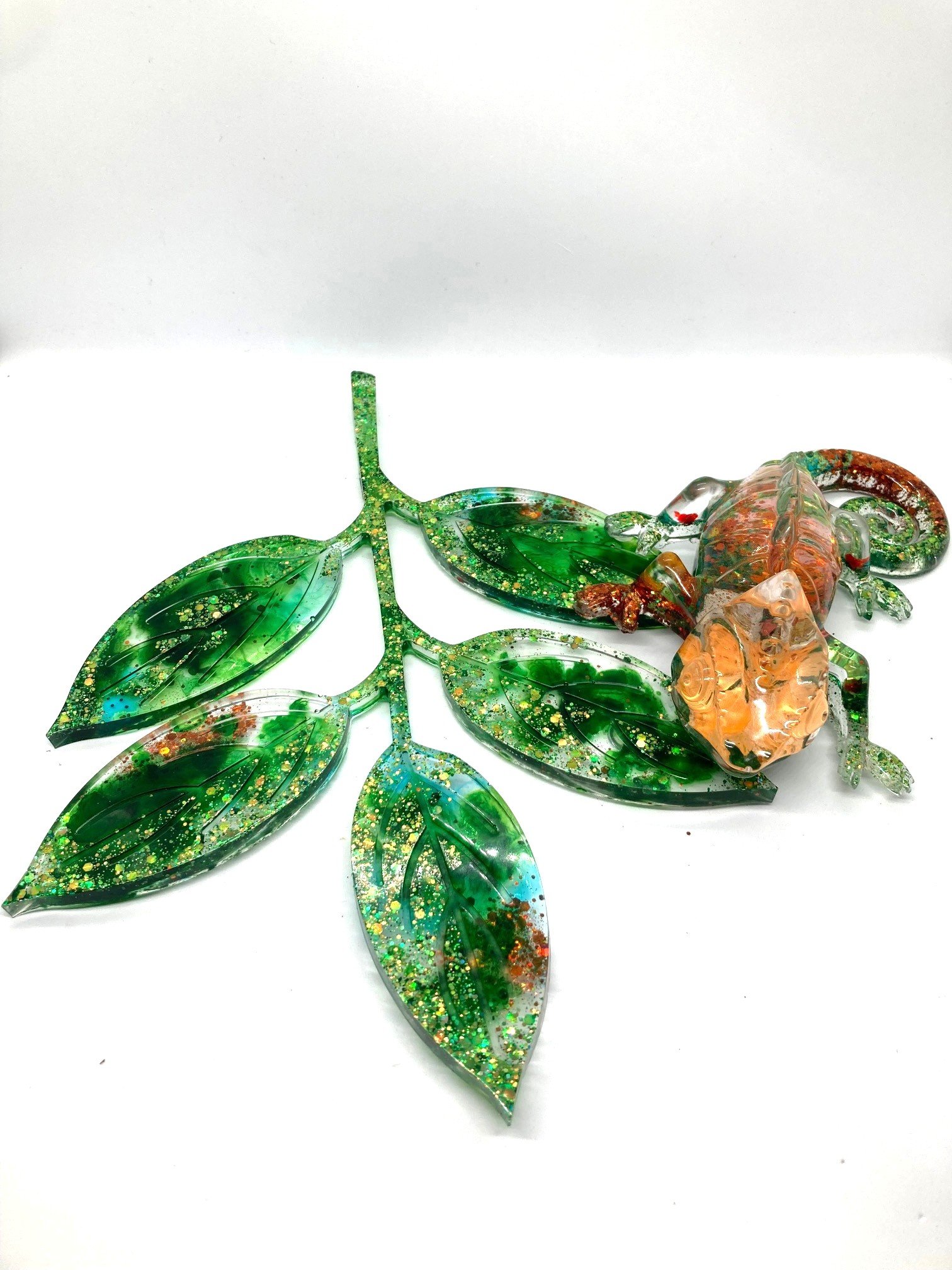 Resin Figurine_Flowered Orange Daze Chameleon on Leaf_Separated.jpg