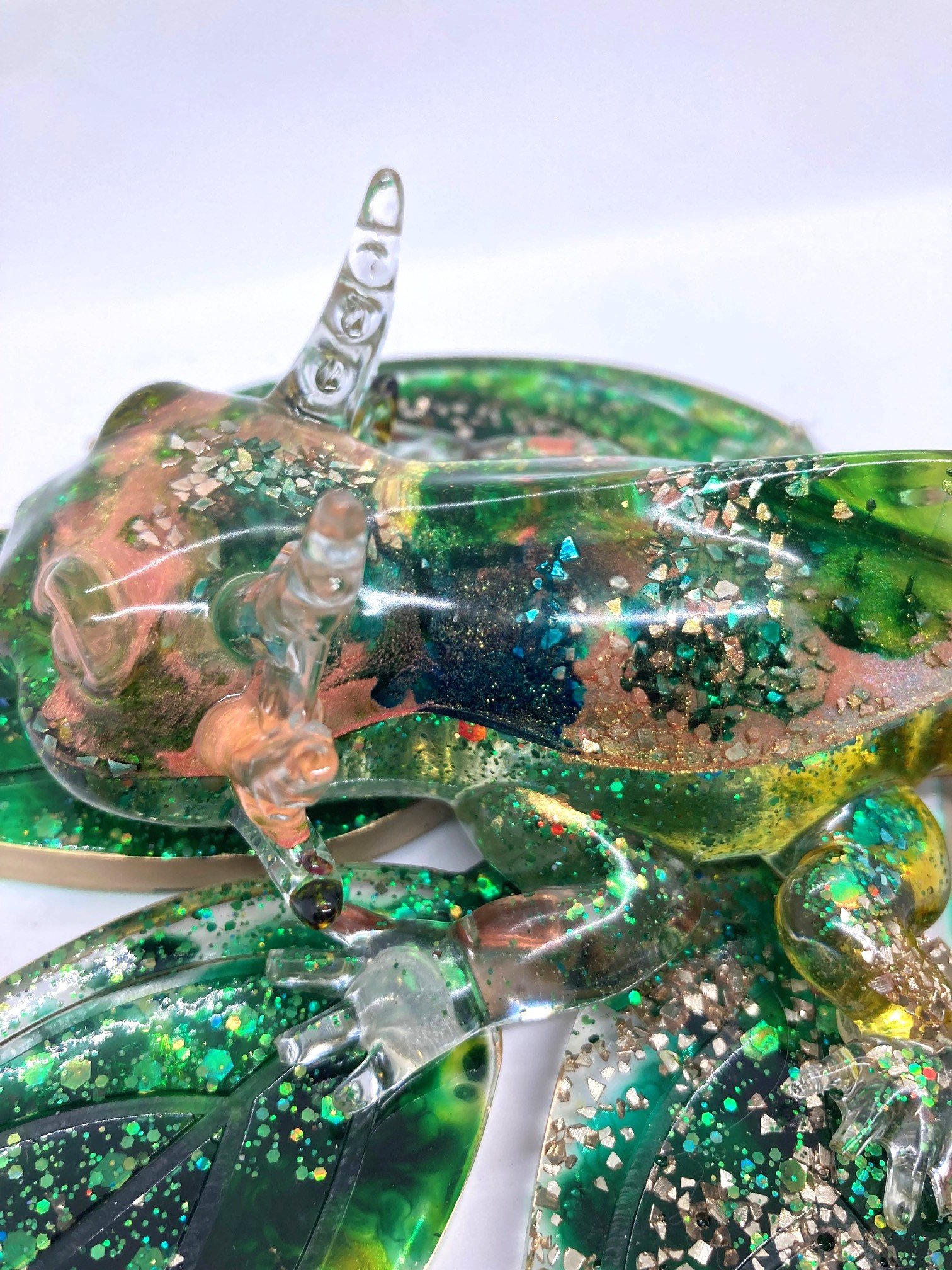 Resin Figurine_Rose Golden Axolotl on Leaf_FromAboveCloseUp.jpg