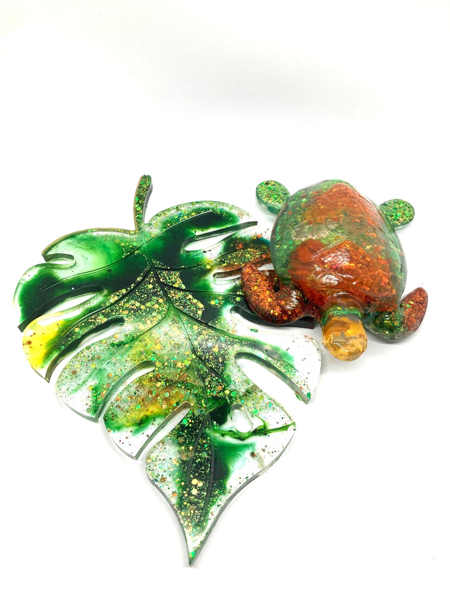 Resin Figurine_Flowered Orange Daze Turtle on Leaf_Separated.jpg