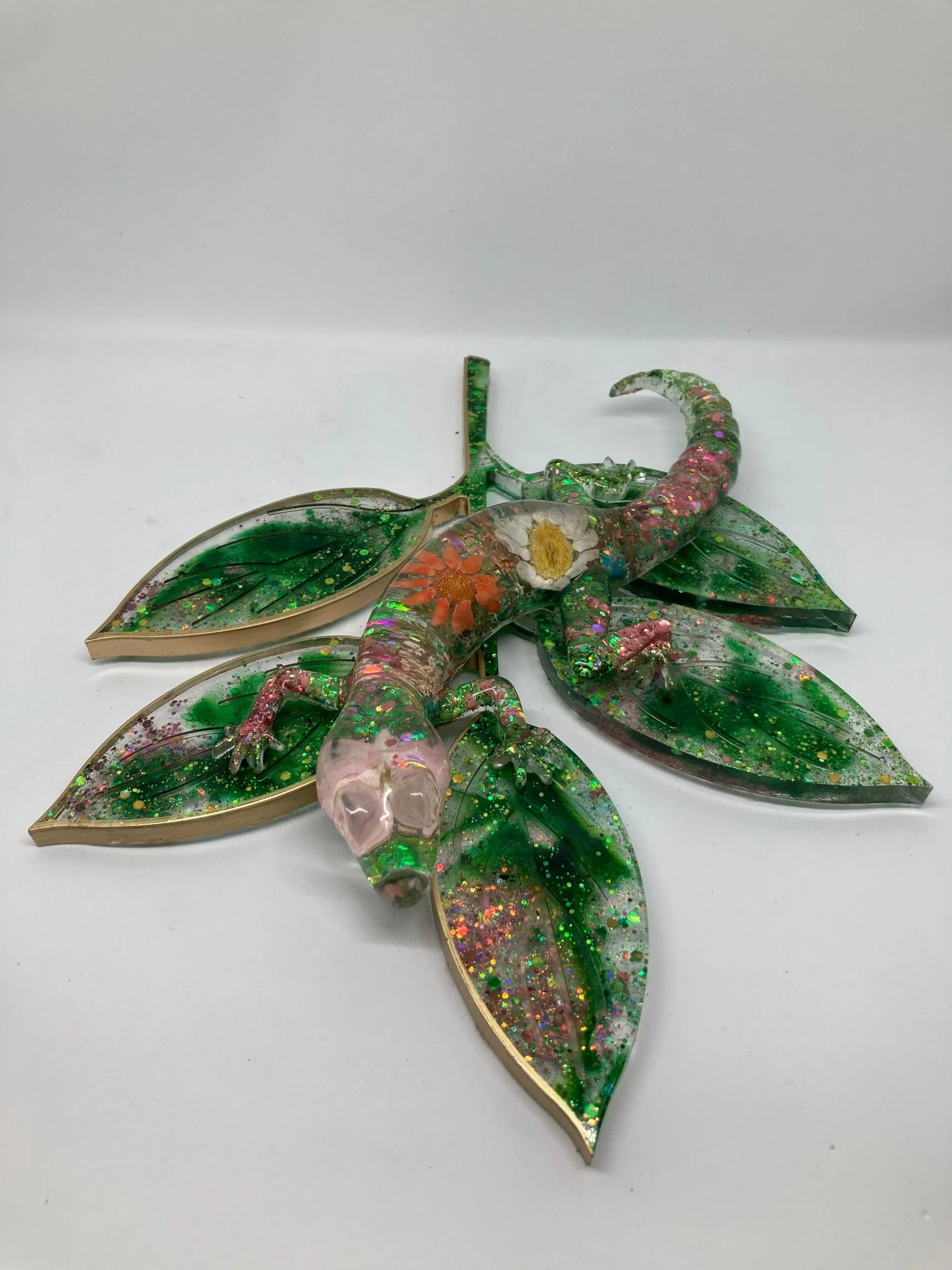 Resin Figurine_Flowered PinkOrange Salamander on Leaf.jpg