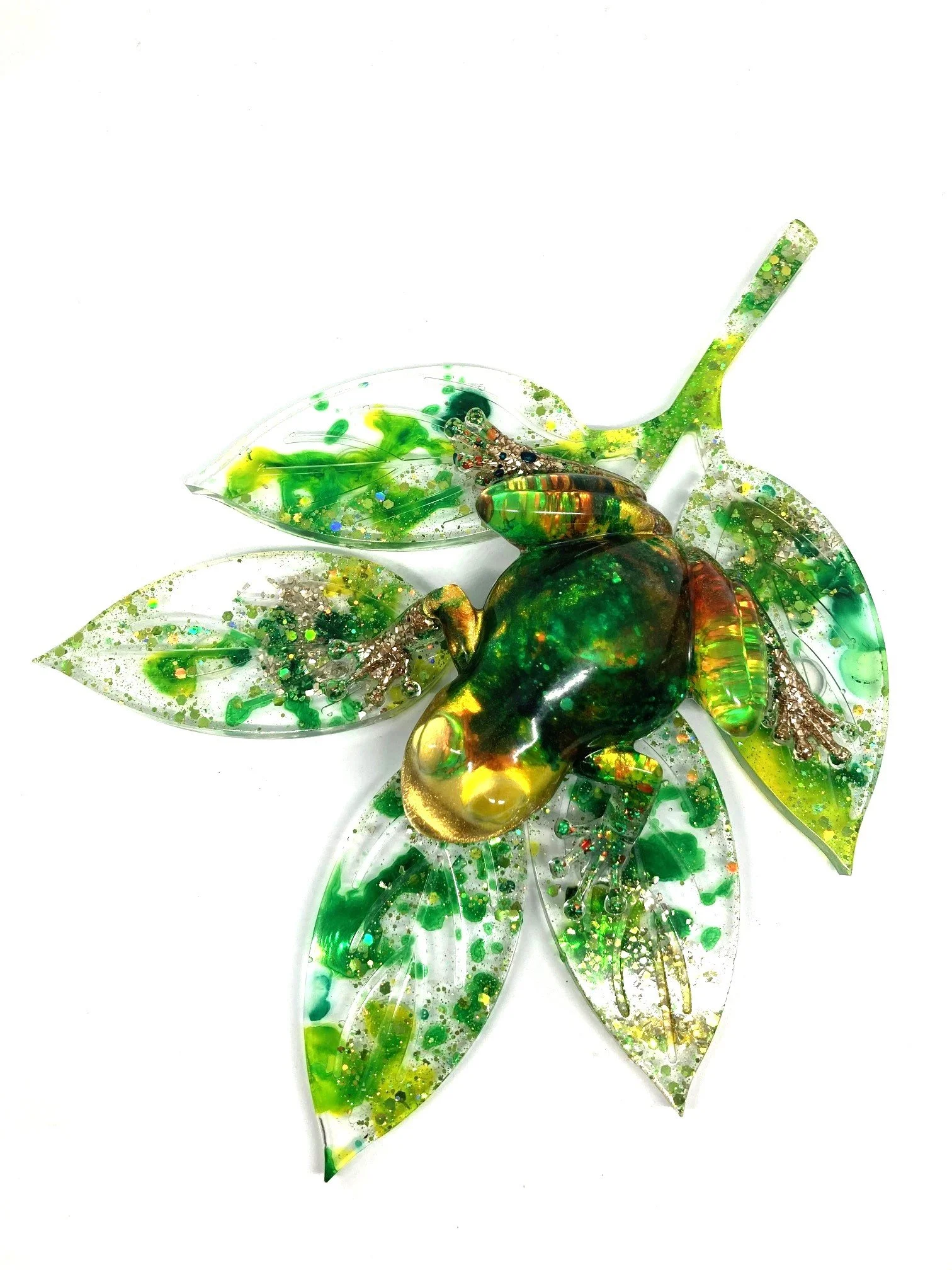 Resin Figurine_Golden Rainbow Frog on Leaf_From Above.jpg