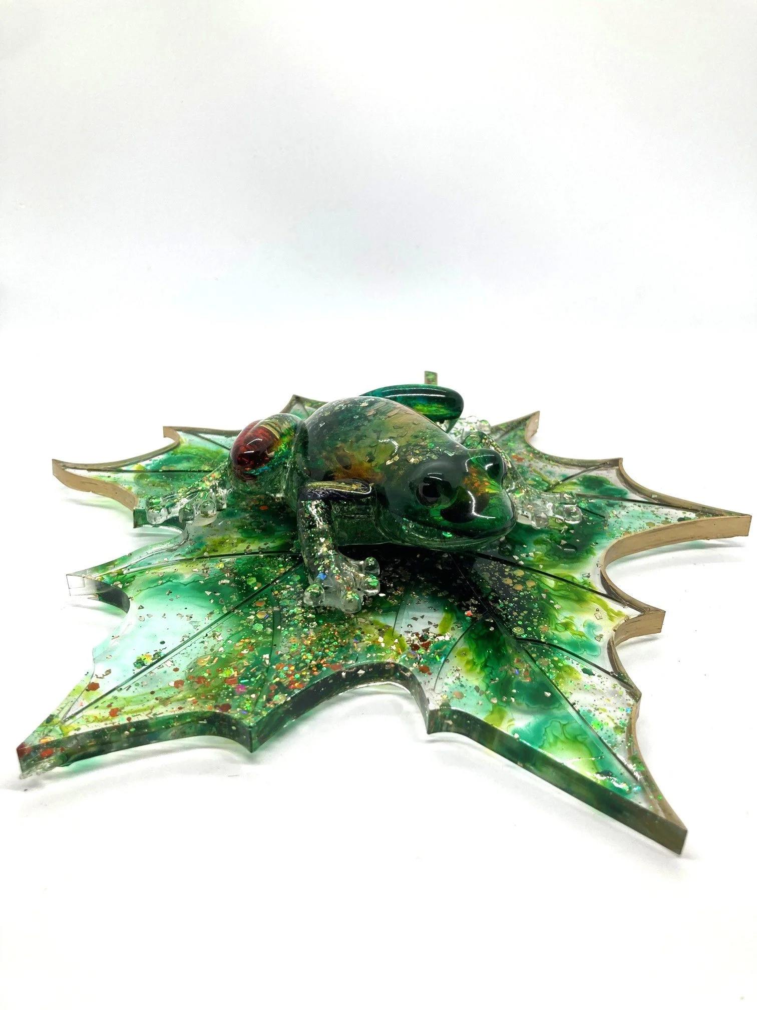 Resin Figurine_Rose Golden Frog on Leaf_FromSide.jpg