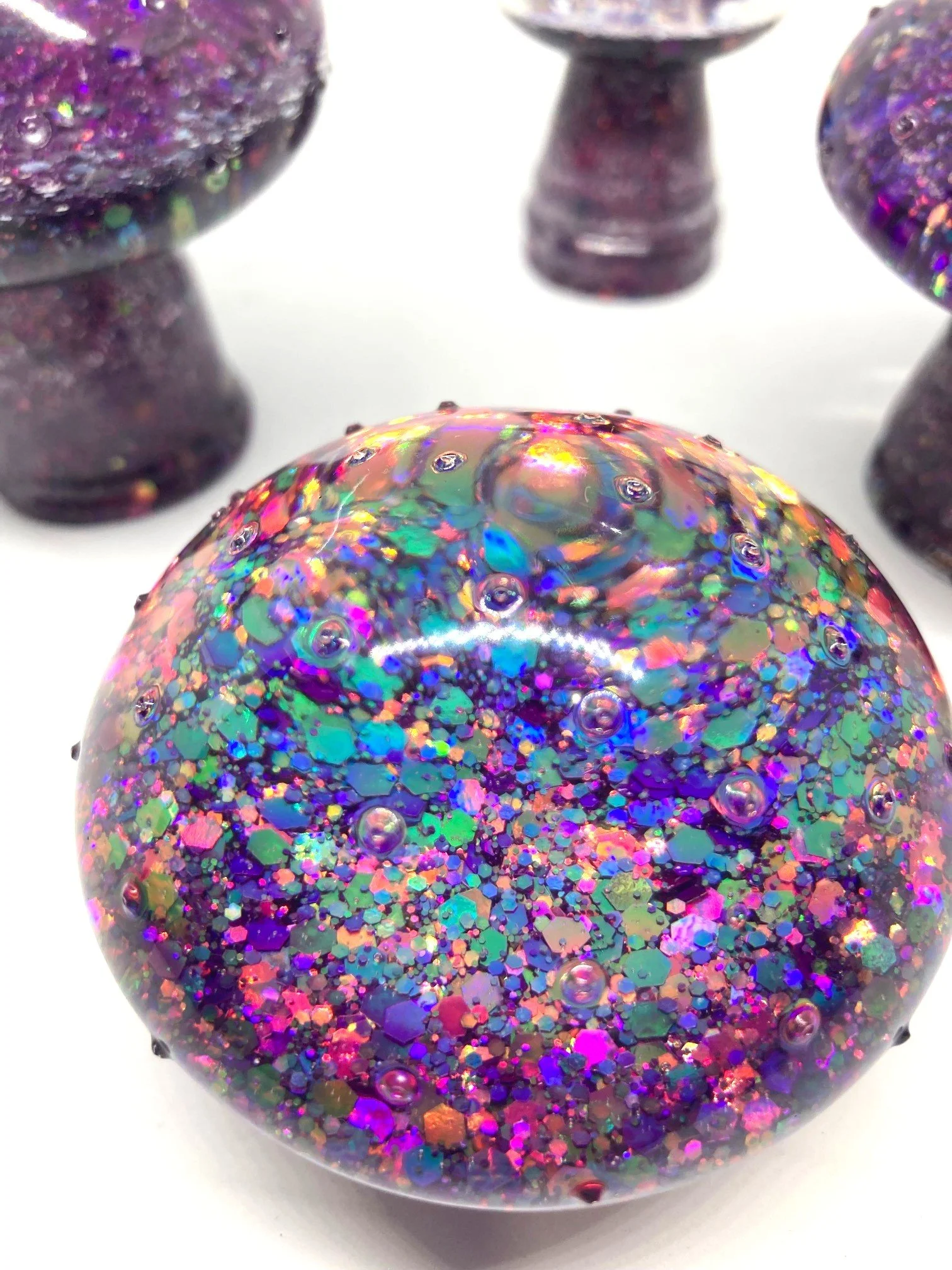 Resin Figurine_Large Mushroom Foursome_GooblegookPurple_TopViewCloseUp2.jpg