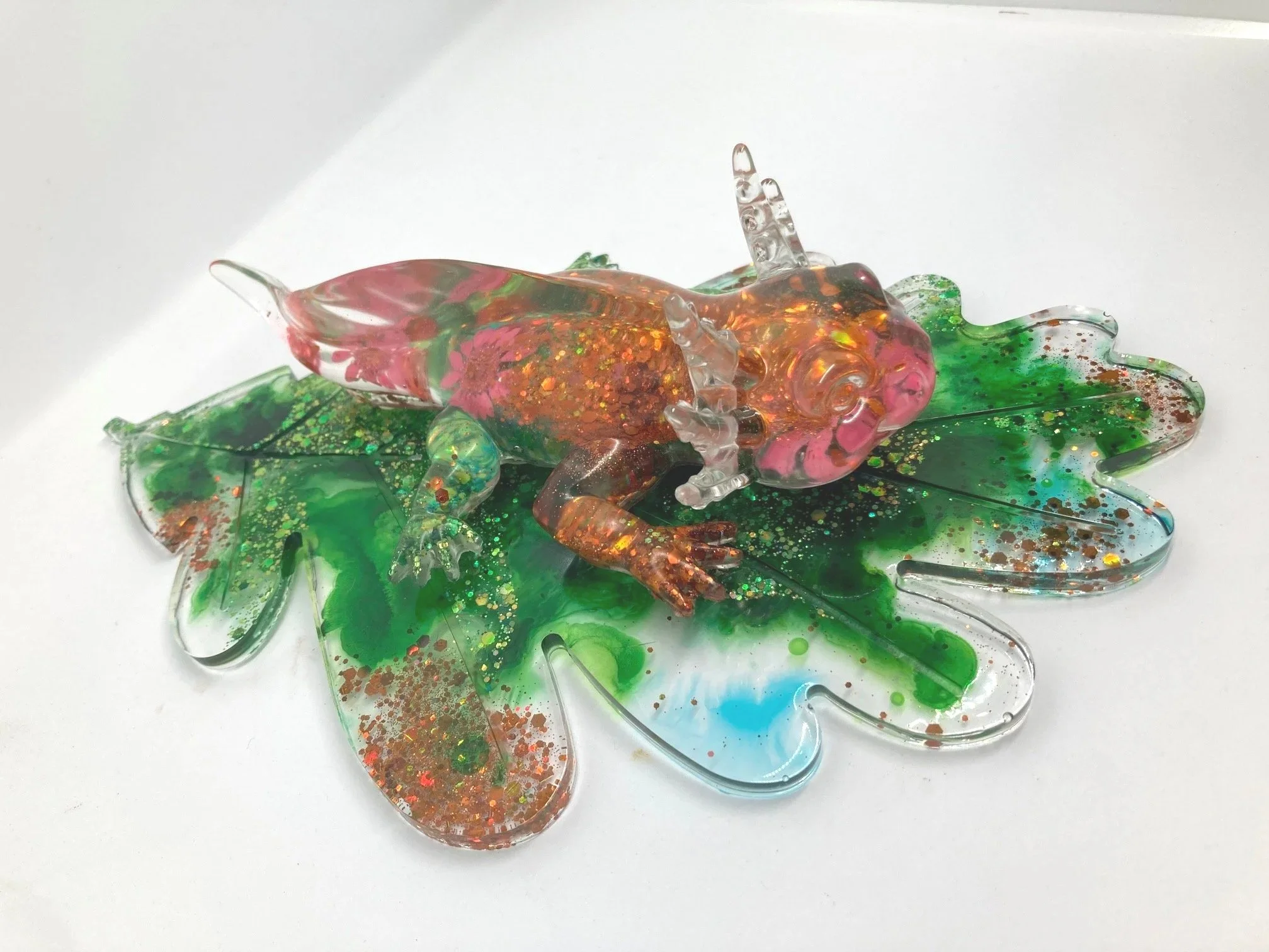 Resin+Figurine_Flowered+Orange+Daze_Axoltl+on+Leaf_Sideview.jpg