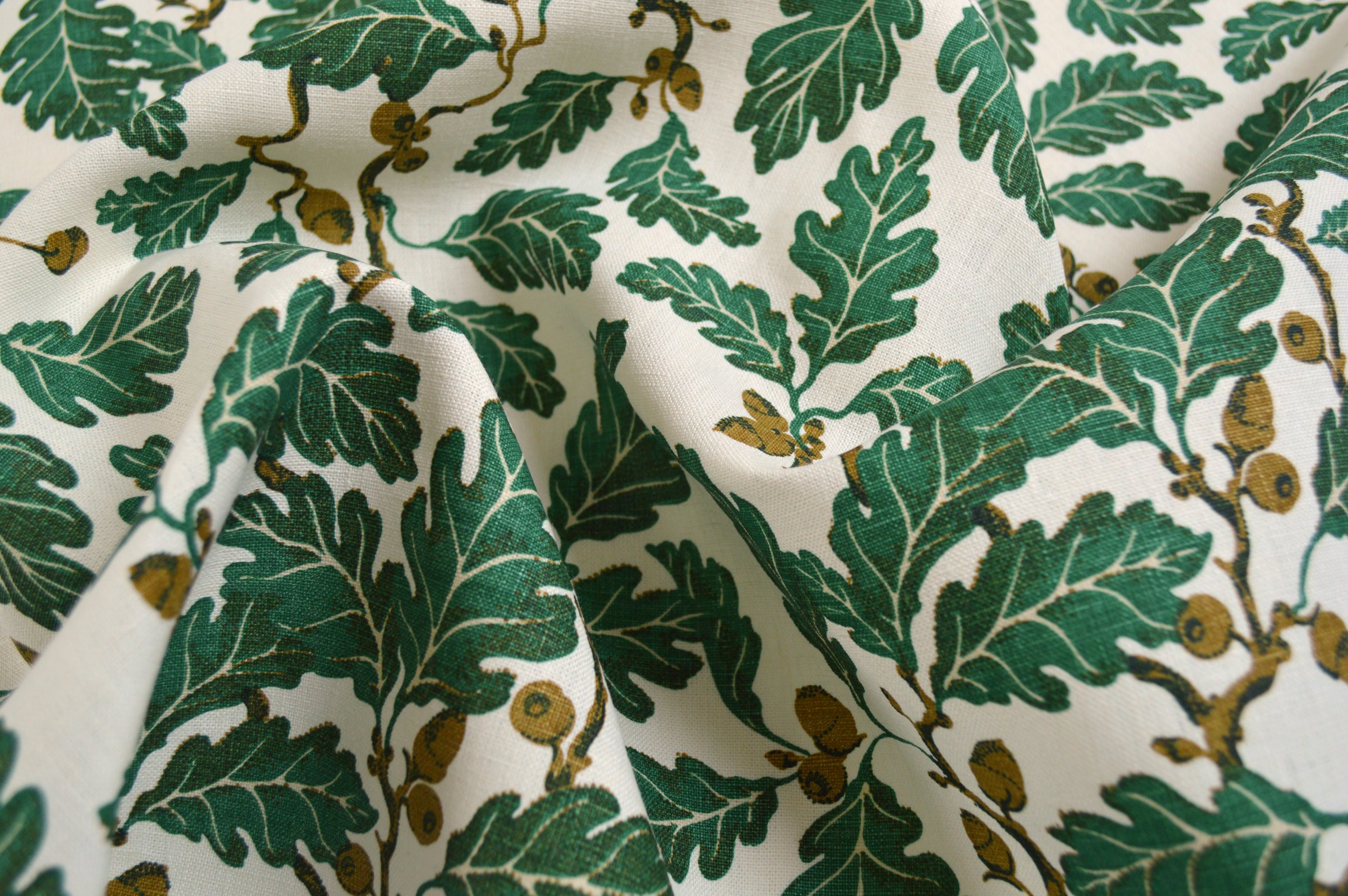 Fanny Shorter Linen Fabric Mill Oak Leaf Print Acorn