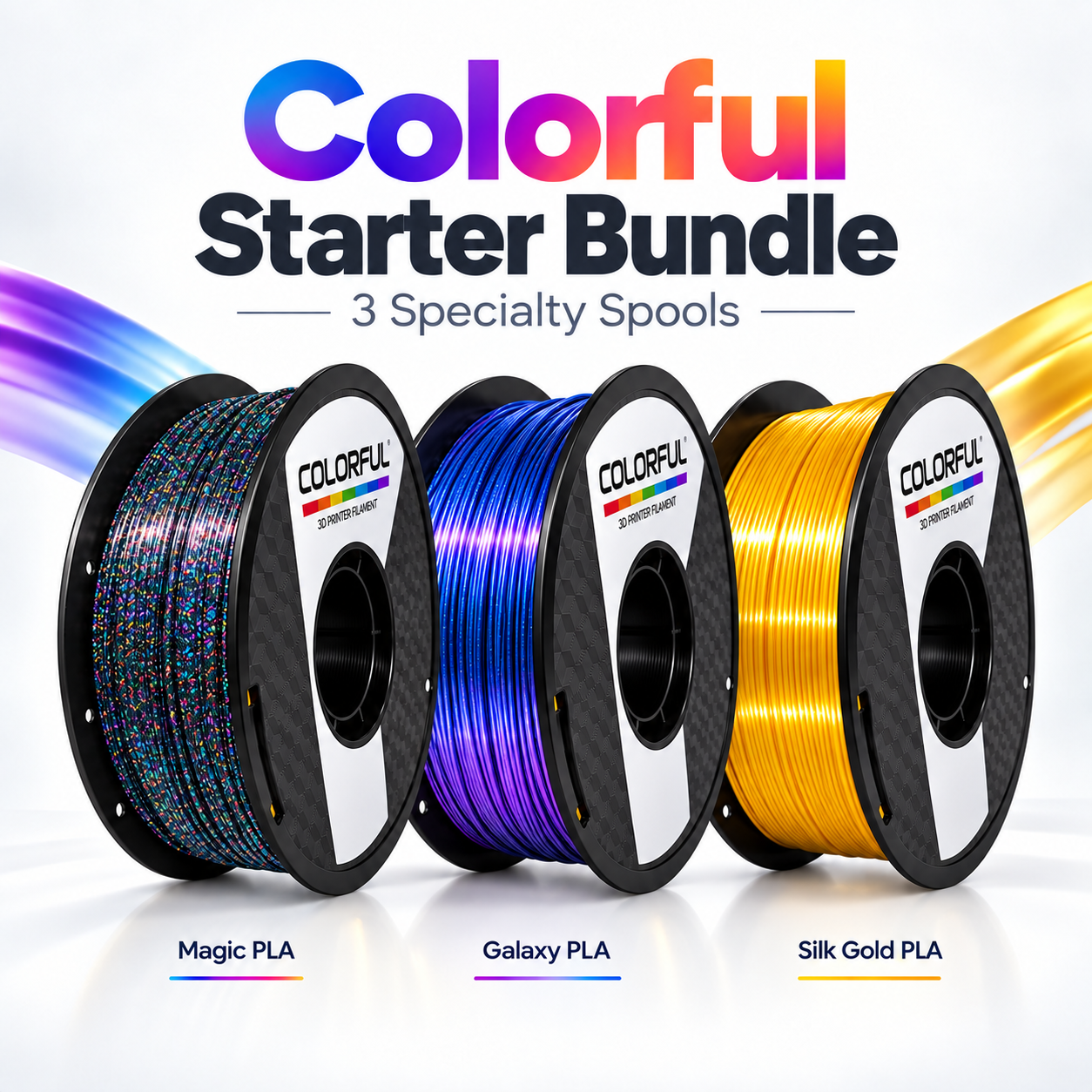 Colorful Starter Bundle | 3-Roll Bestseller Filament Pack