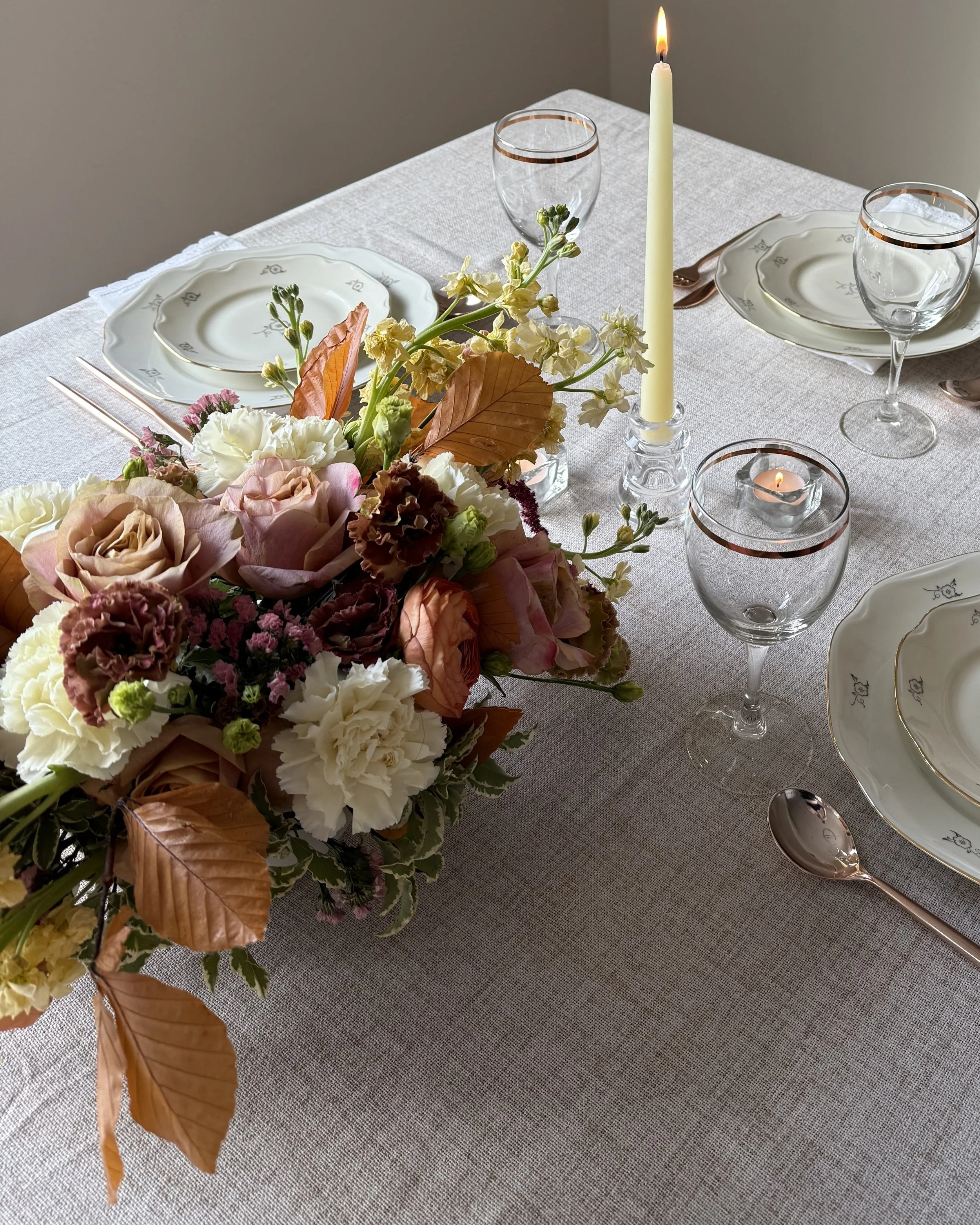 Custom Thanksgiving floral arrangement purchased from January & June Floral in Minnetrista, MN