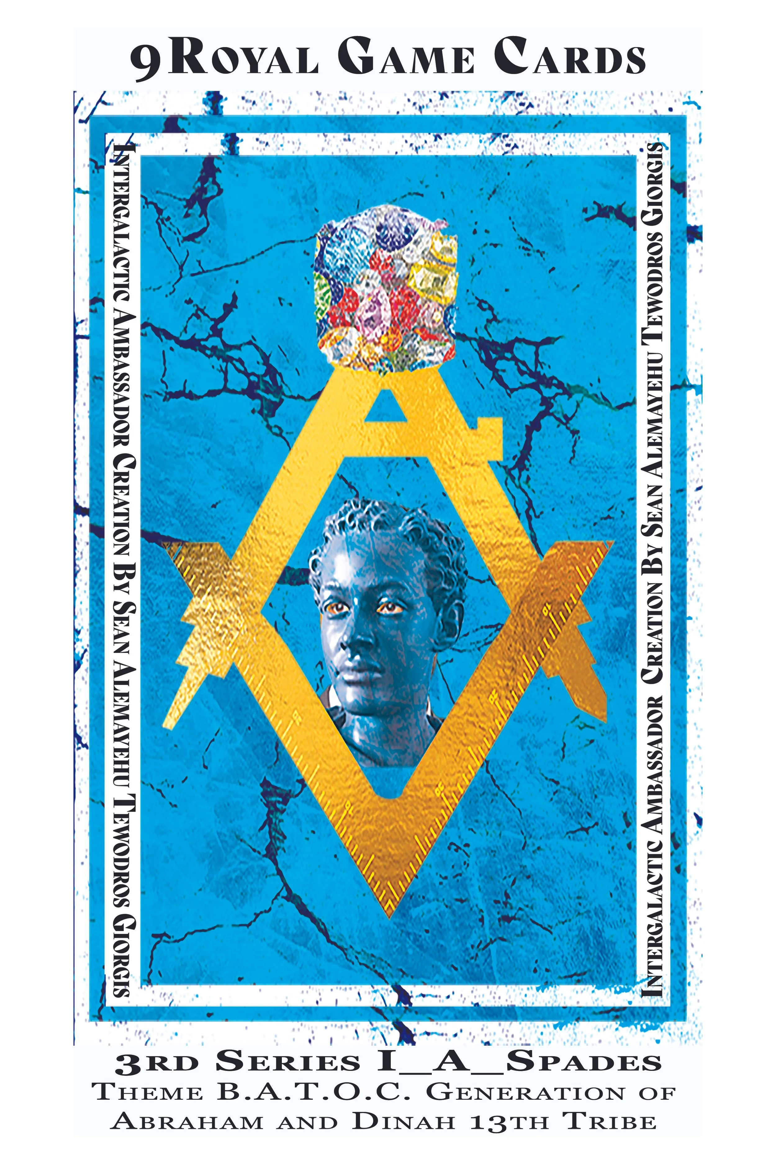 Poster for the 3rd Series A Spades tournament with blue background, a large gold spade symbol, and a portrait of a young man with curly hair at the center.