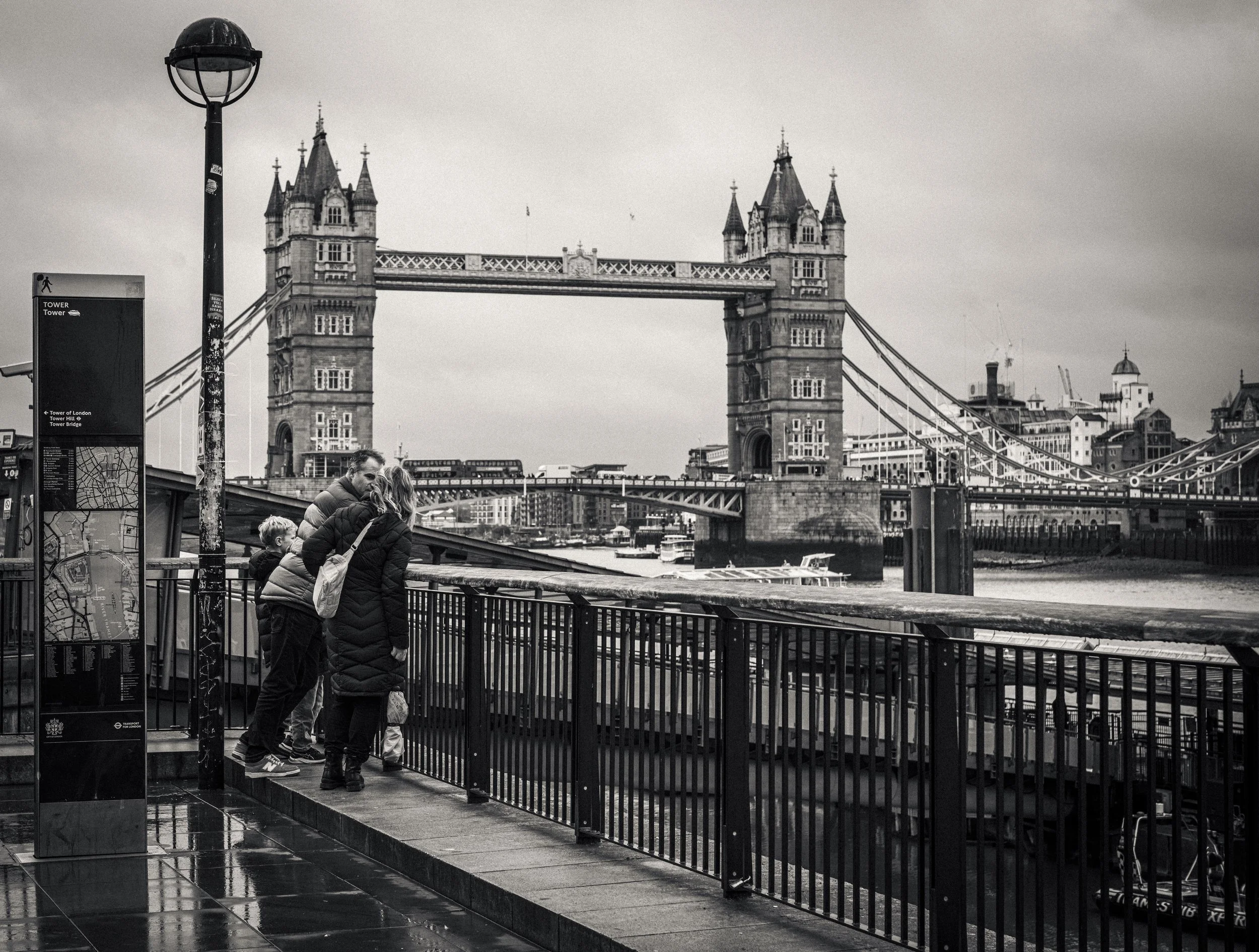 Family taking in Tower Bridge