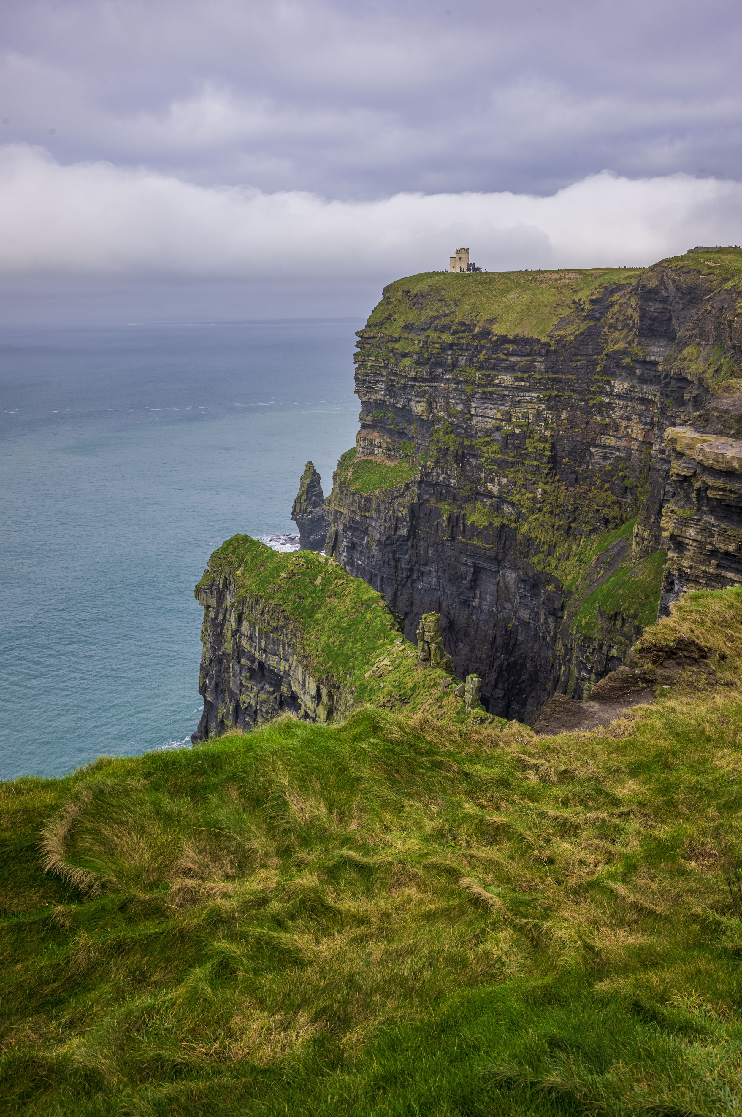 Cliffs of Moher with O'Briens tower in the distance