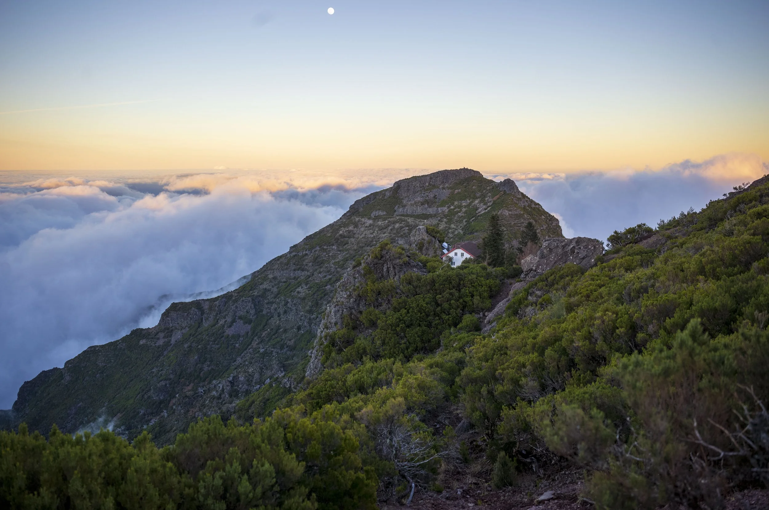 Refugio of Pico Ruivo nestled in the clouds