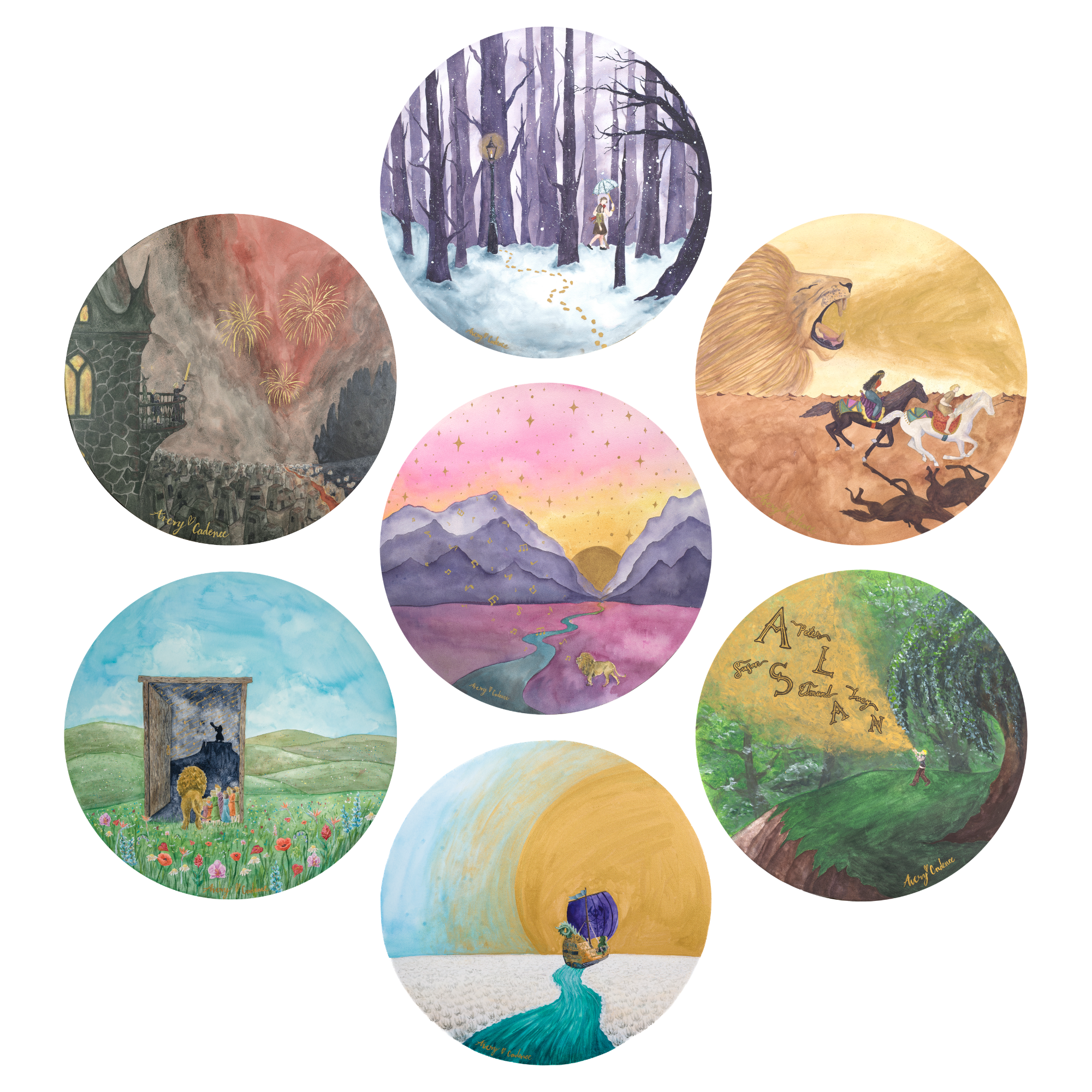 7 Narnia paintings together transparent background.png