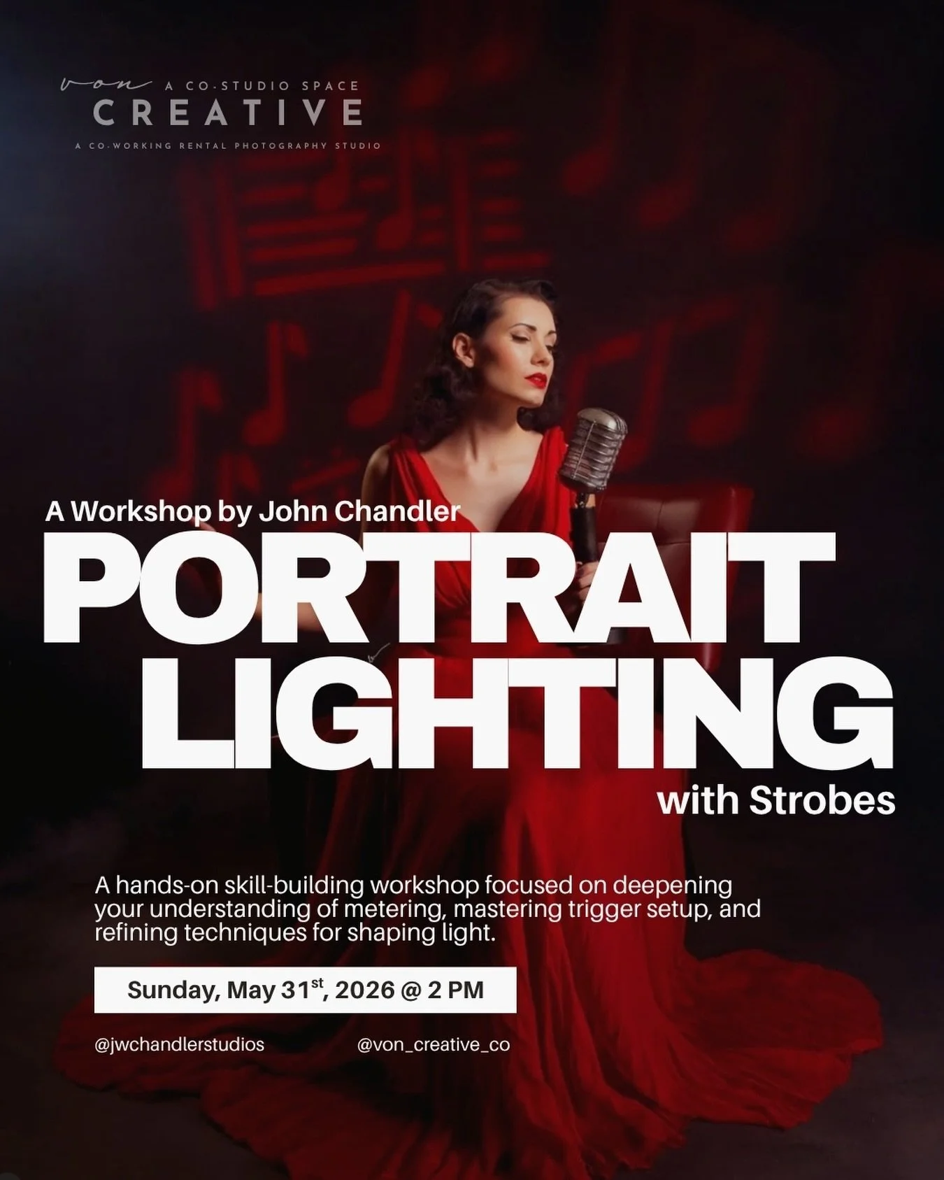 A hands-on skill-building workshop focused on deepening your understanding of metering, mastering trigger setup, and refining techniques for shaping light. 

Structured to provide hands-on skill building, this course will begins with clear explanatio