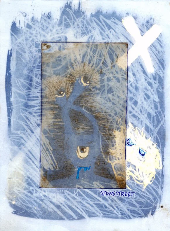 Intaglio / cyanotype — portrait composition — Finished work