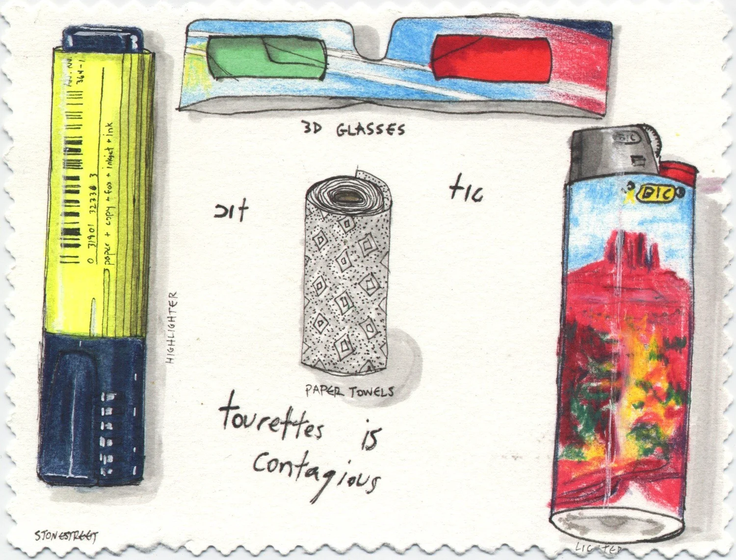 Postcard 54 — Tourette’s Is Contagious — Finished work