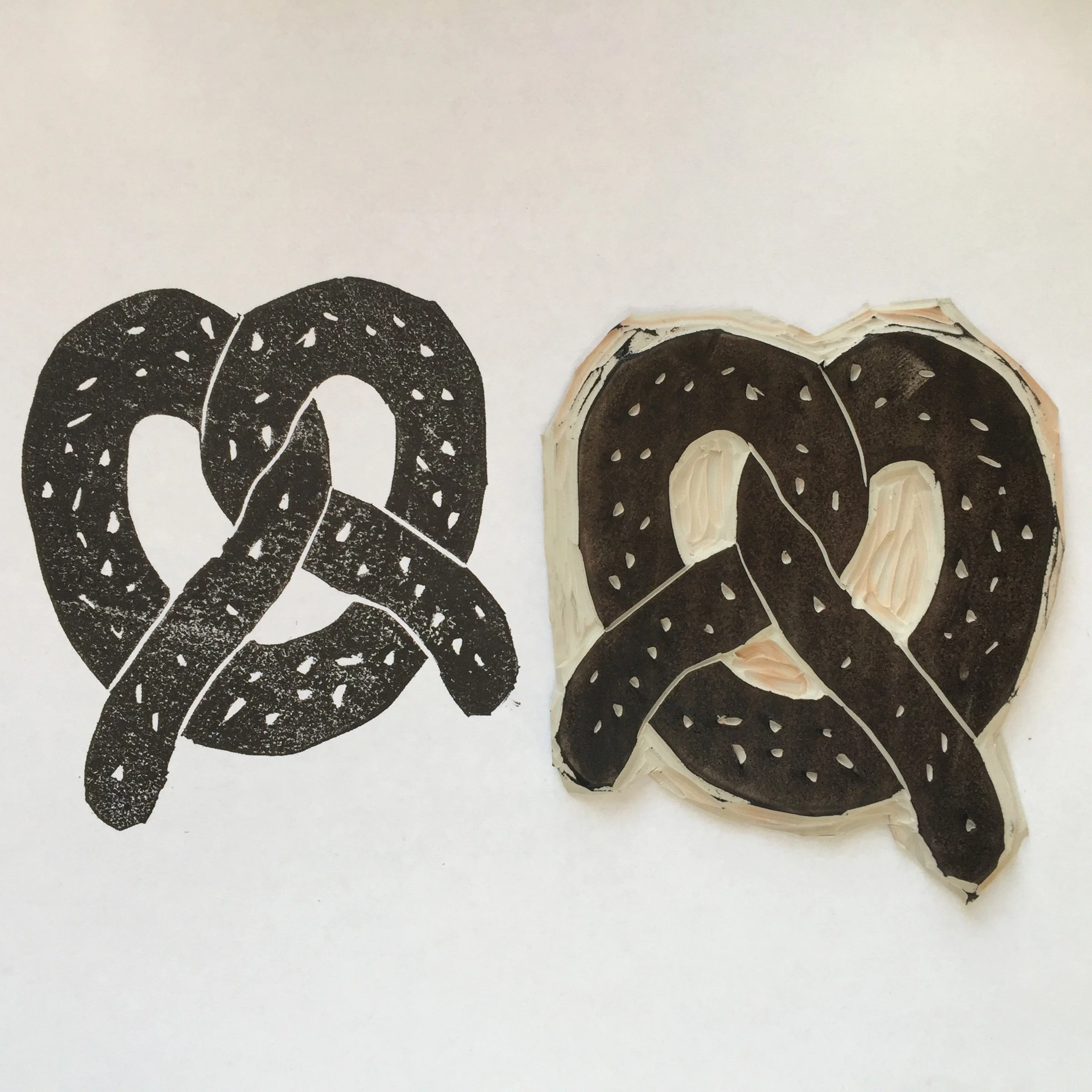 Pretzel — carved block and print · 2017