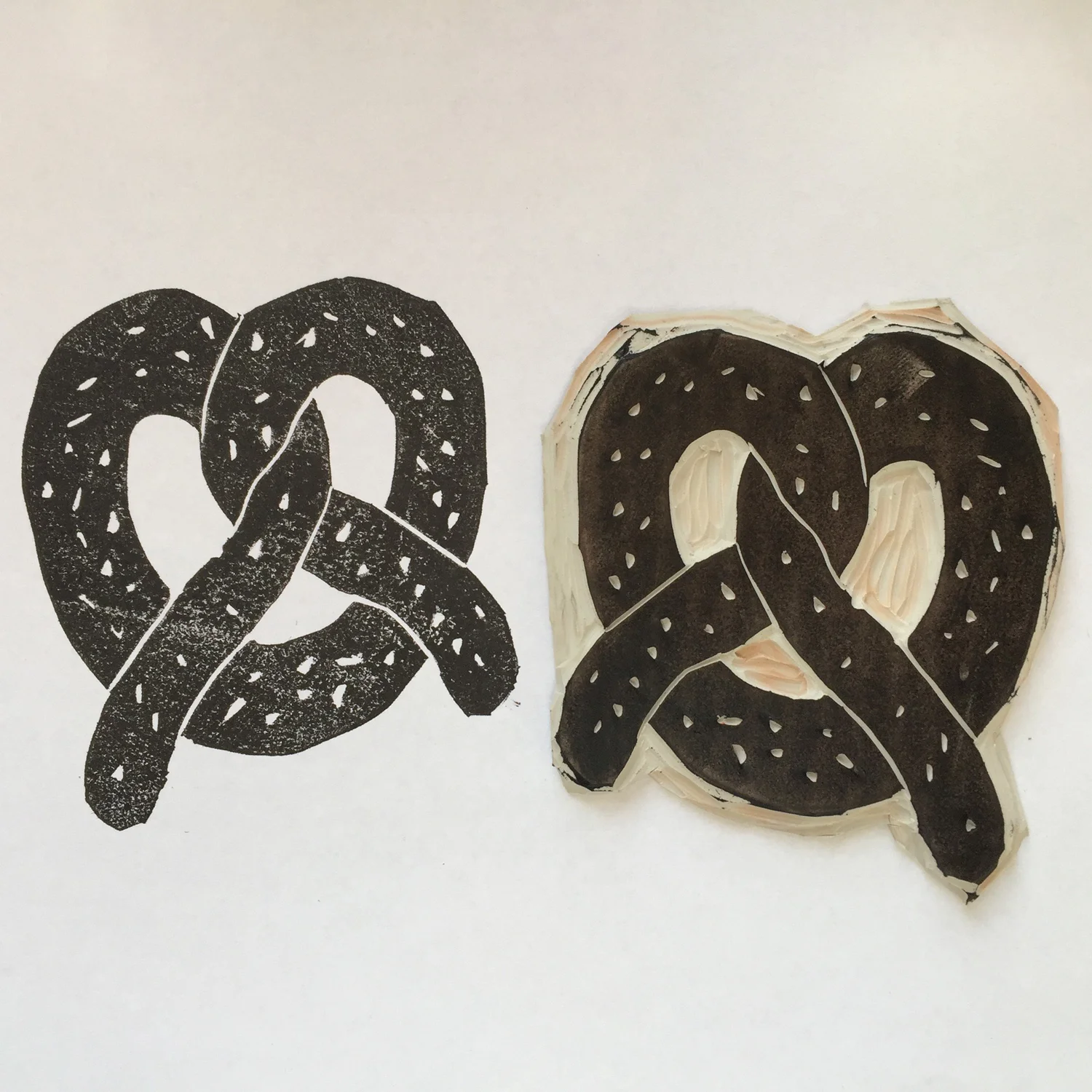 Pretzel — Carved block and print