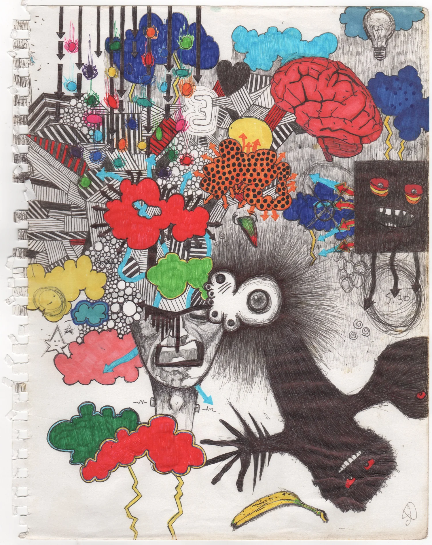 Sketchbook — Head and Flowers — Finished work