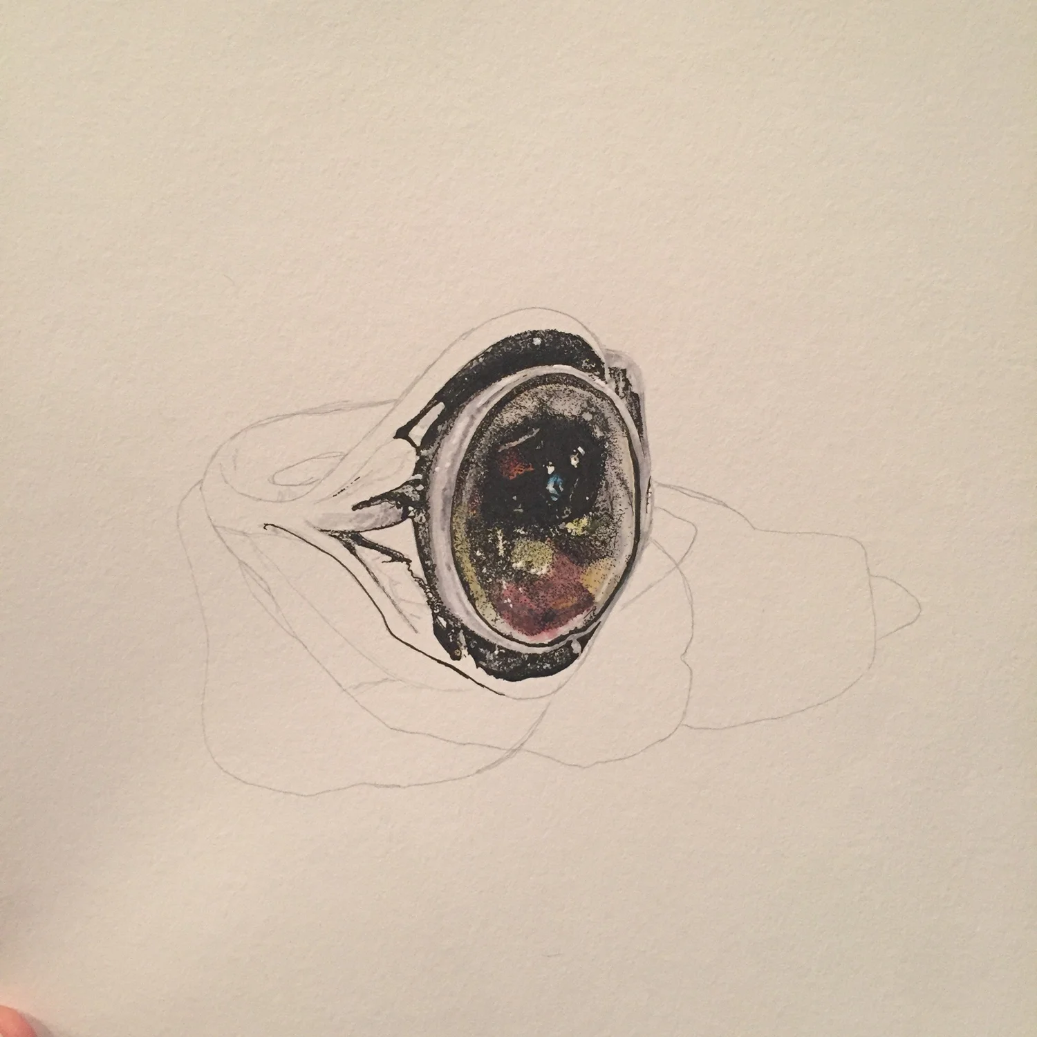 Silver Ring Study — Oval Stone — Drawing in progress