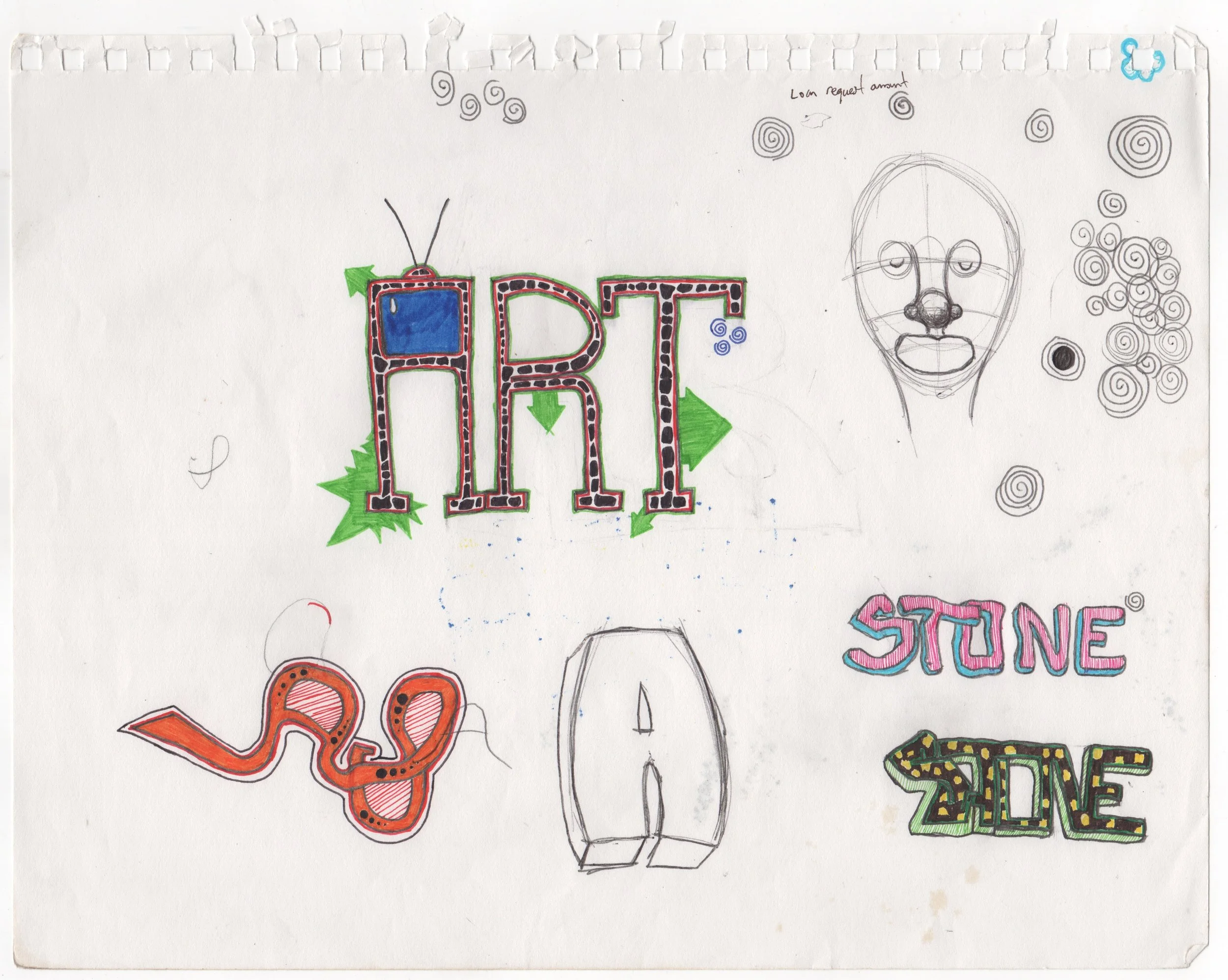 Sketchbook studies — typography and figure