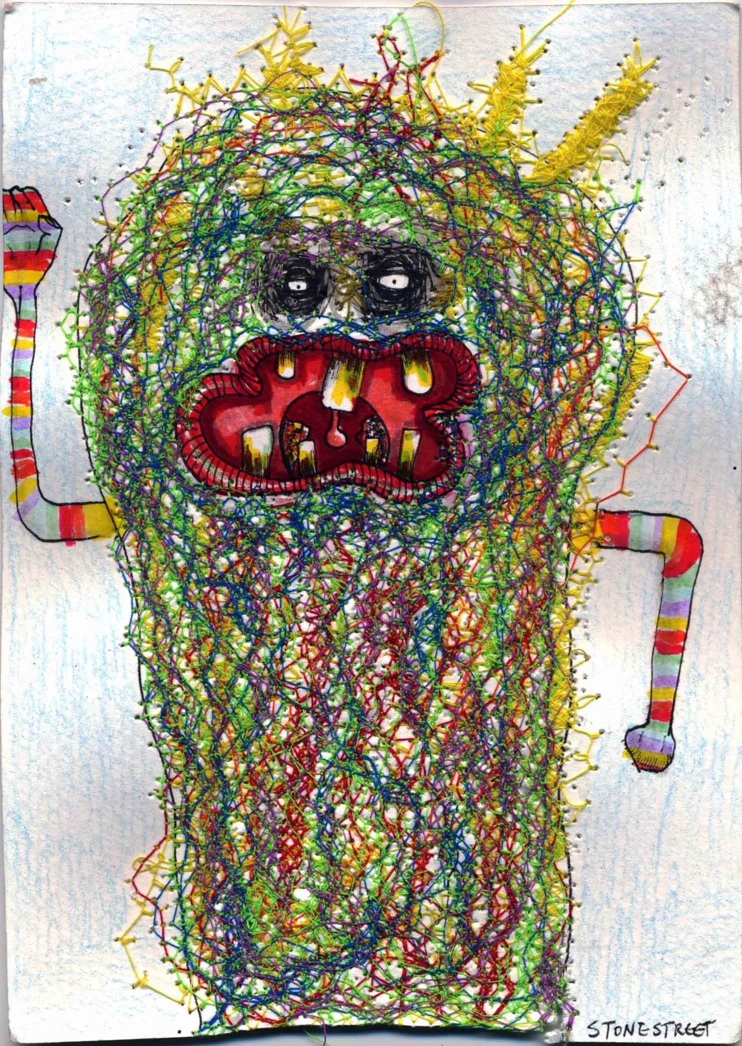 Green Face with Red Mouth · 2014