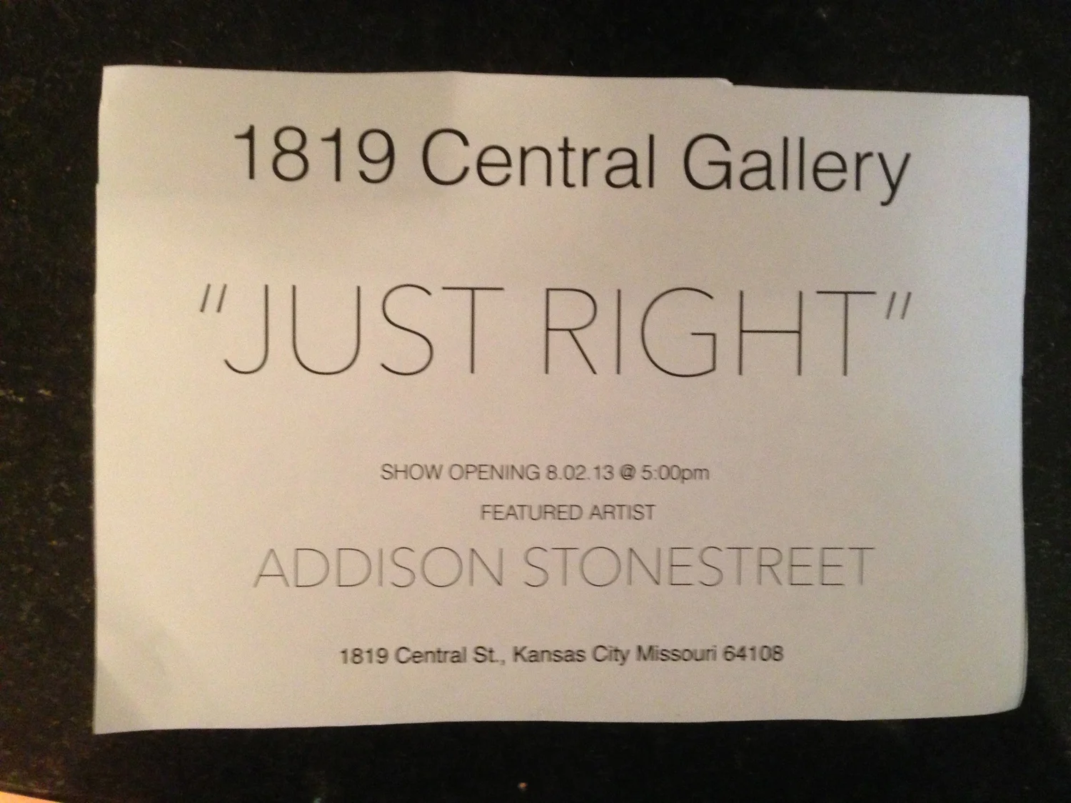 1819 Central — Exhibition — Exhibition invitation